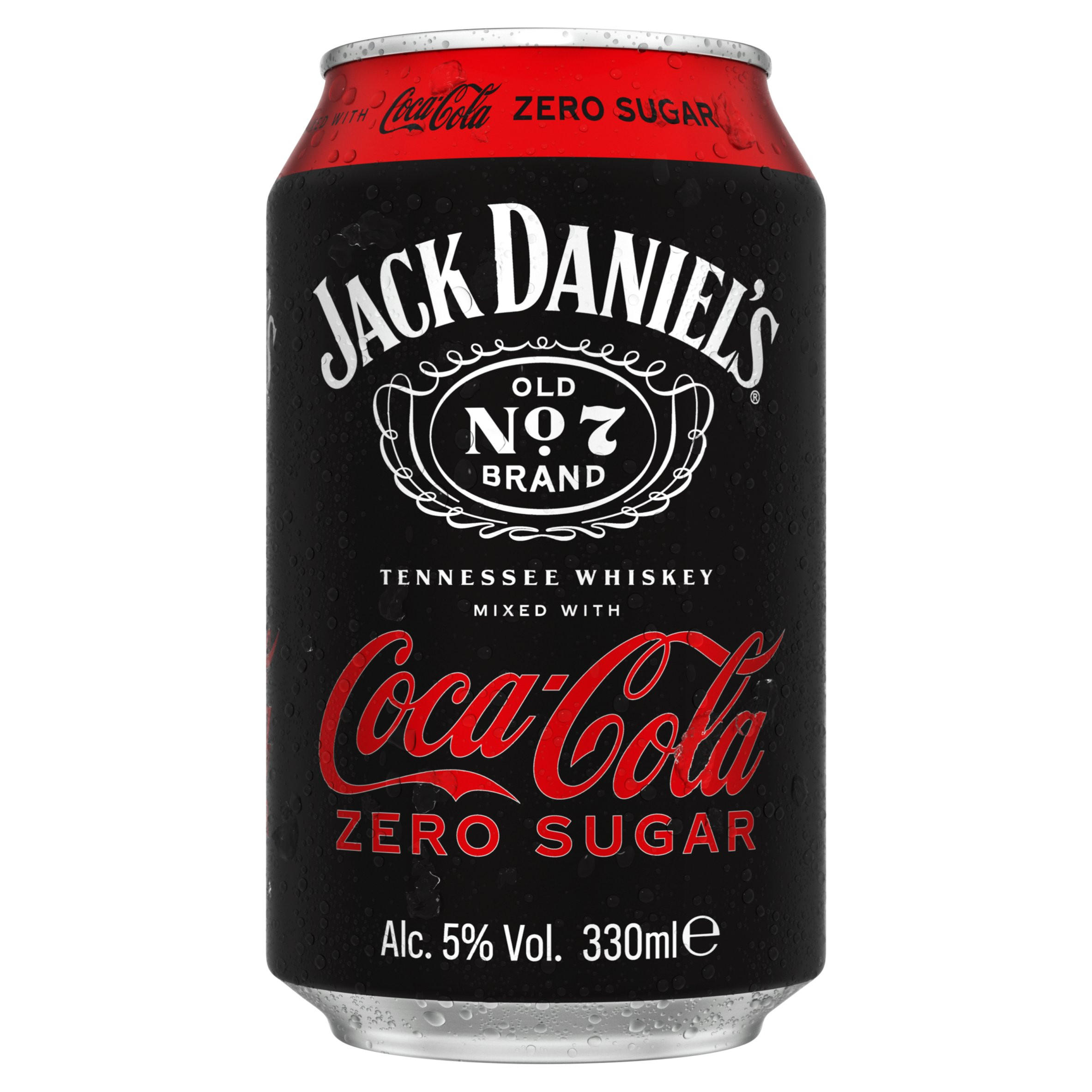 Jack Daniel's Old No. 7 Brand Tennessee Whiskey Mixed with CocaCola Zero Sugar 330ml Spirits