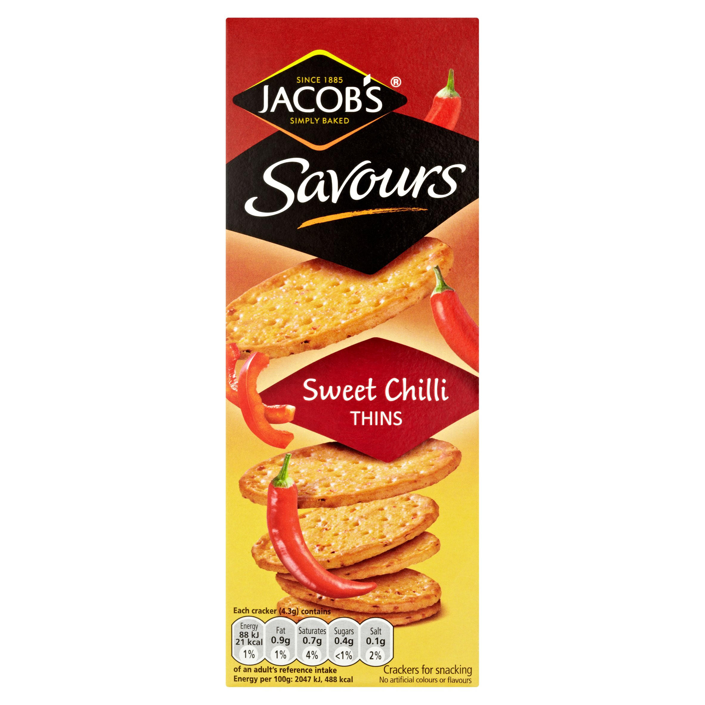 Jacob's Savours Crackers Sweet Chilli Thins 150g Crackers & Savoury