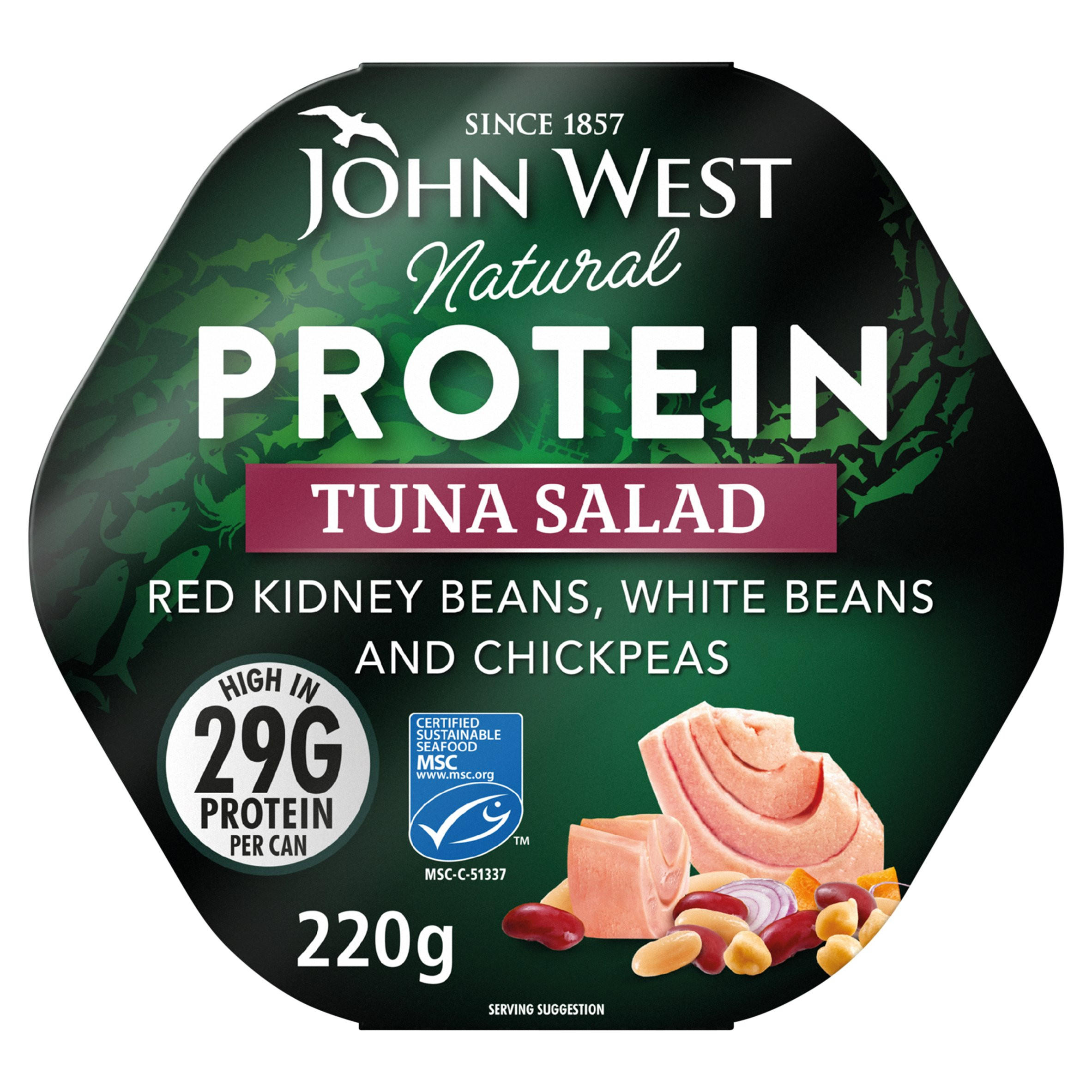 John West Natural Protein Tuna Salad With Red Kidney Beans, White Beans and Chickpeas 220g