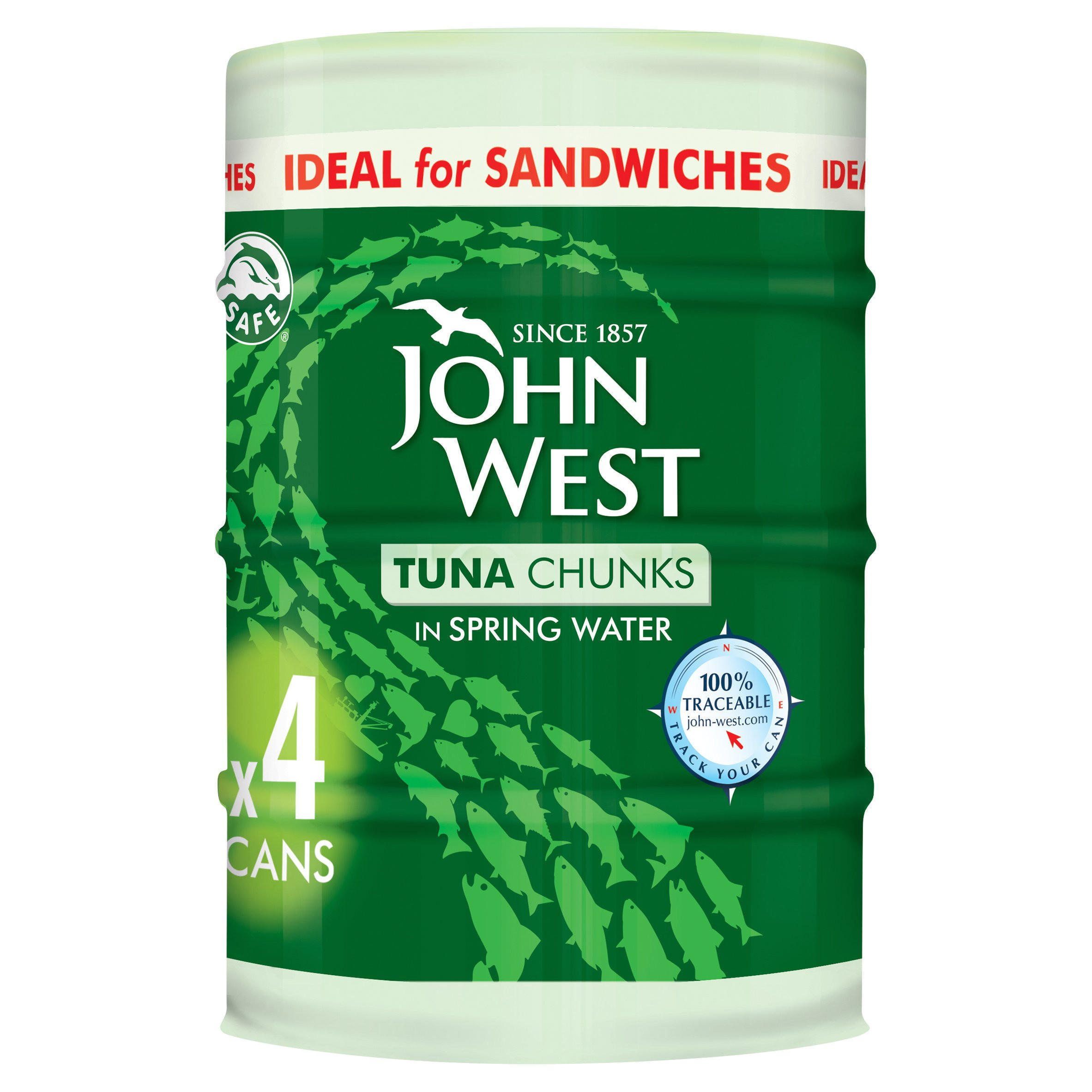 John West Tuna Chunks in Spring Water 4 x 132g Tinned Fish & Seafood
