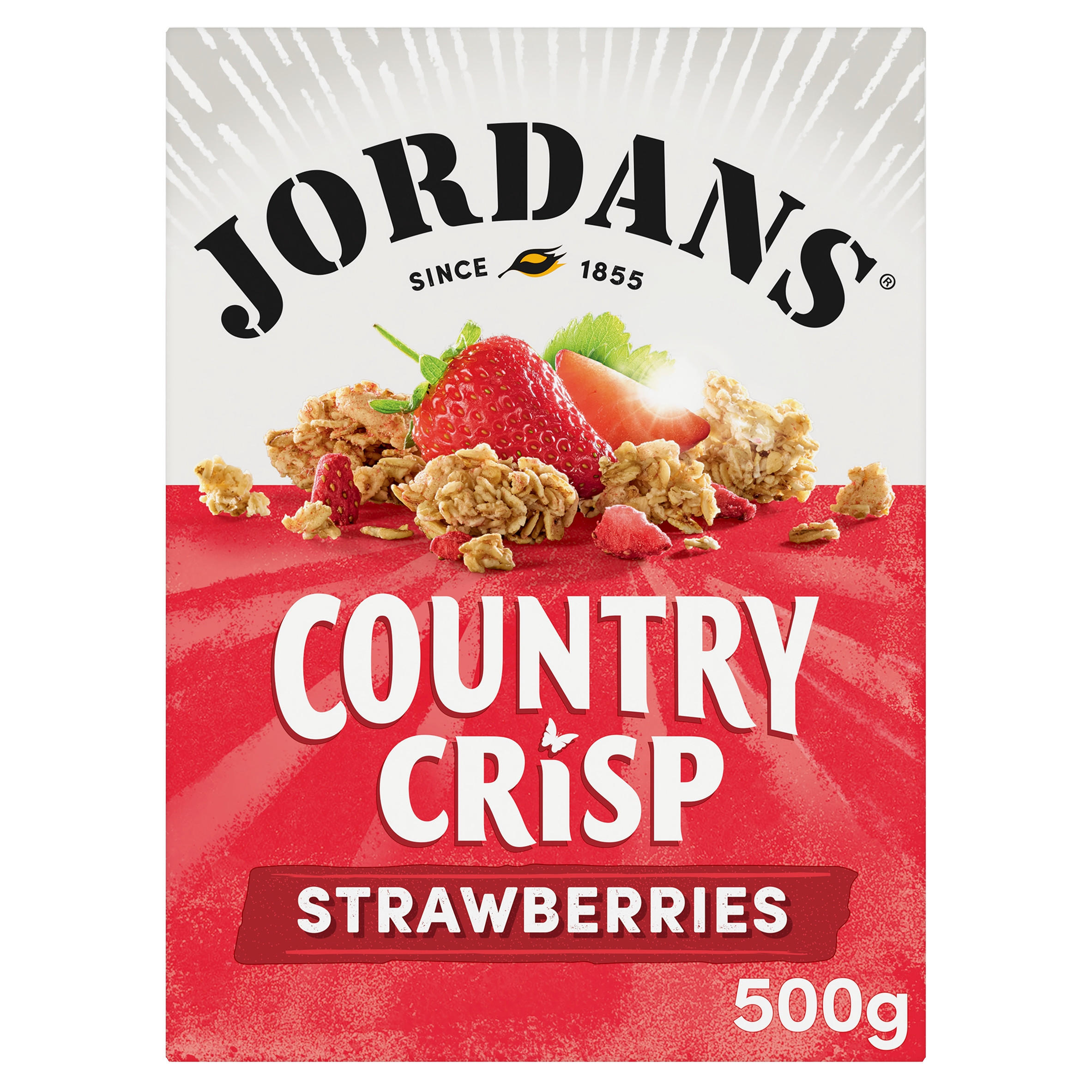 Jordans Country Crisp Sun-Ripe Strawberry Breakfast Cereal 500g, folic acid free