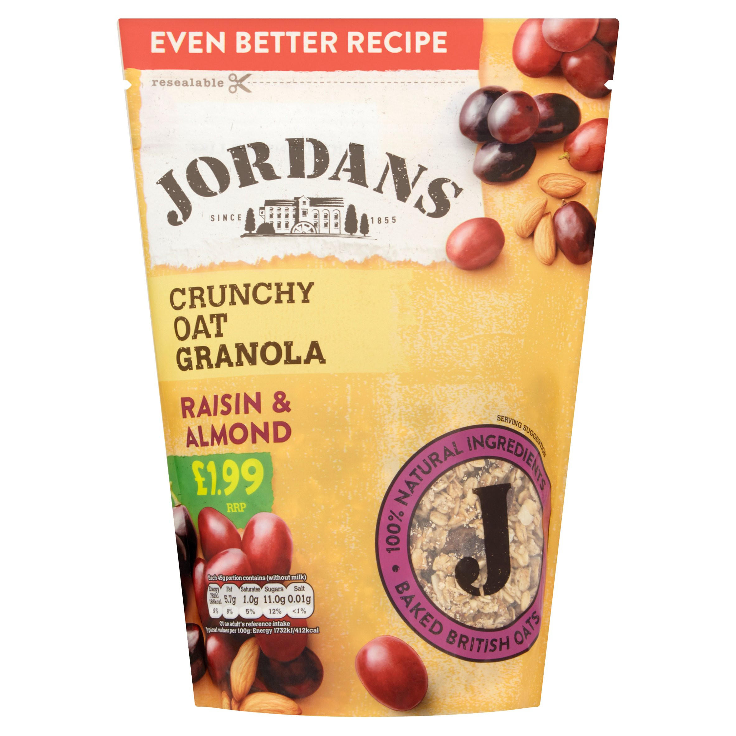 Jordans Crunchy Oat Granola Raisin & Almond 450g Everyday & Family Cereal Iceland Foods