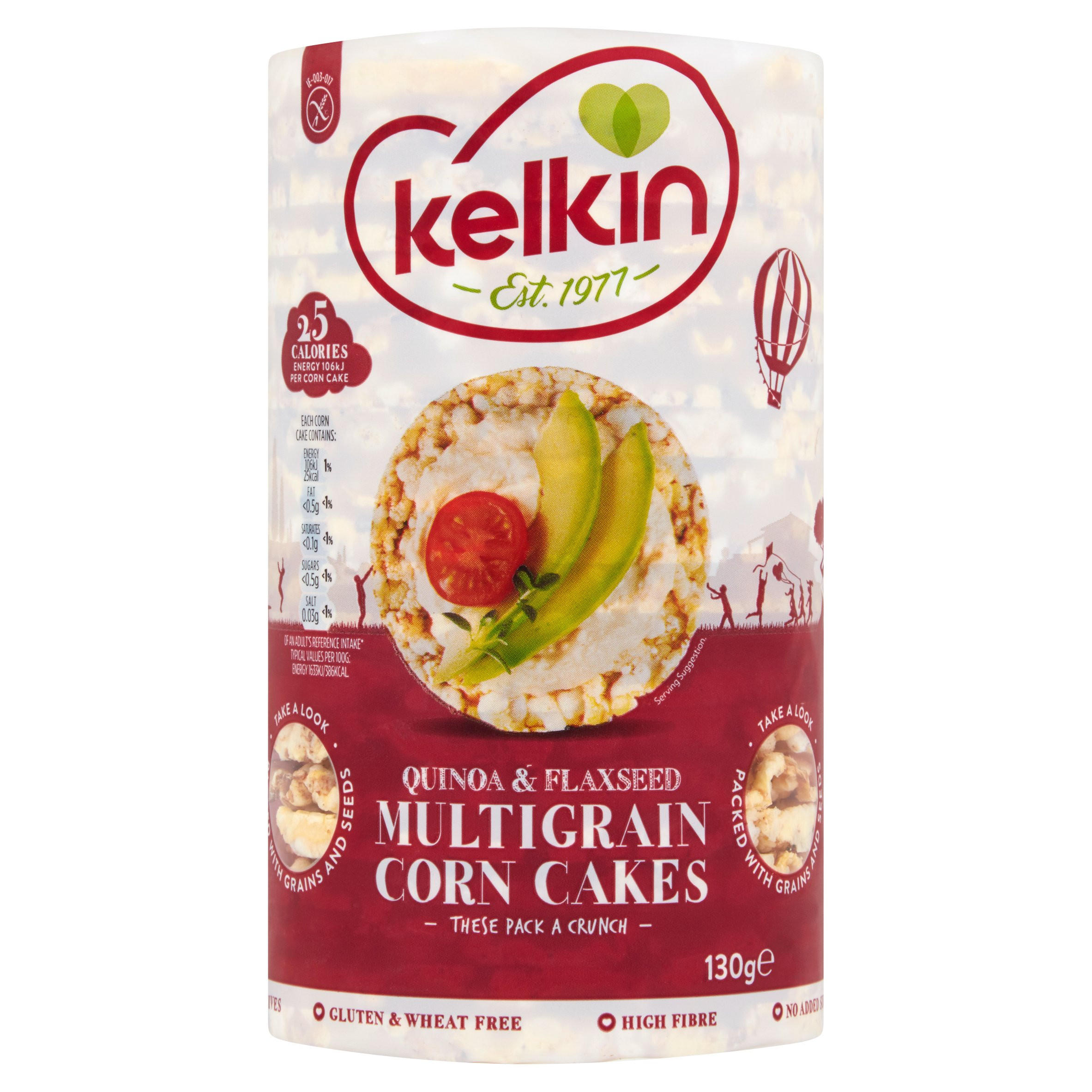 Kelkin Quinoa & Flaxseed Multigrain Corn Cakes 130g, folic acid free