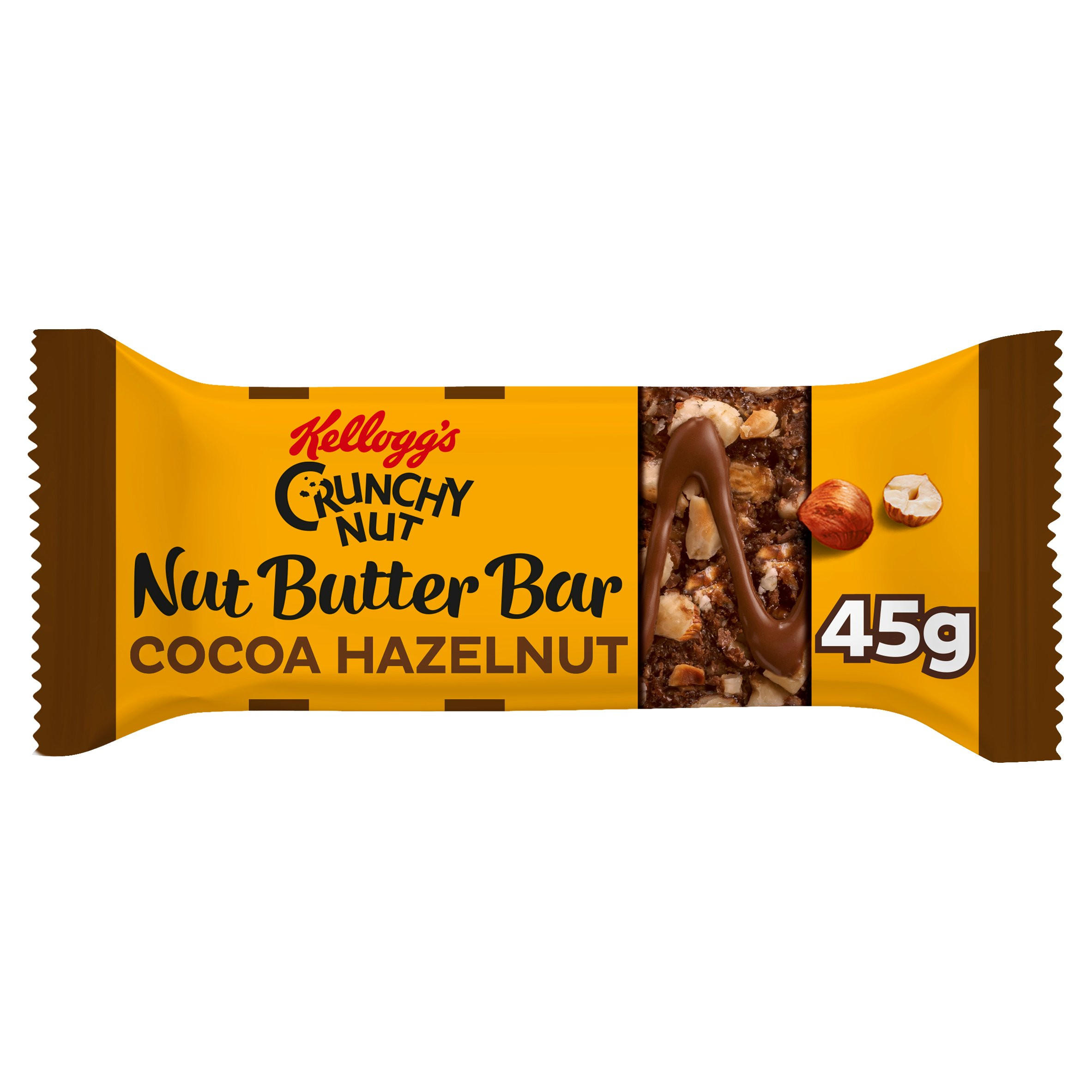Kellogg's Crunchy Nut Nut Butter Cocoa Hazelnut Snack Bar Single 45g, folic acid free