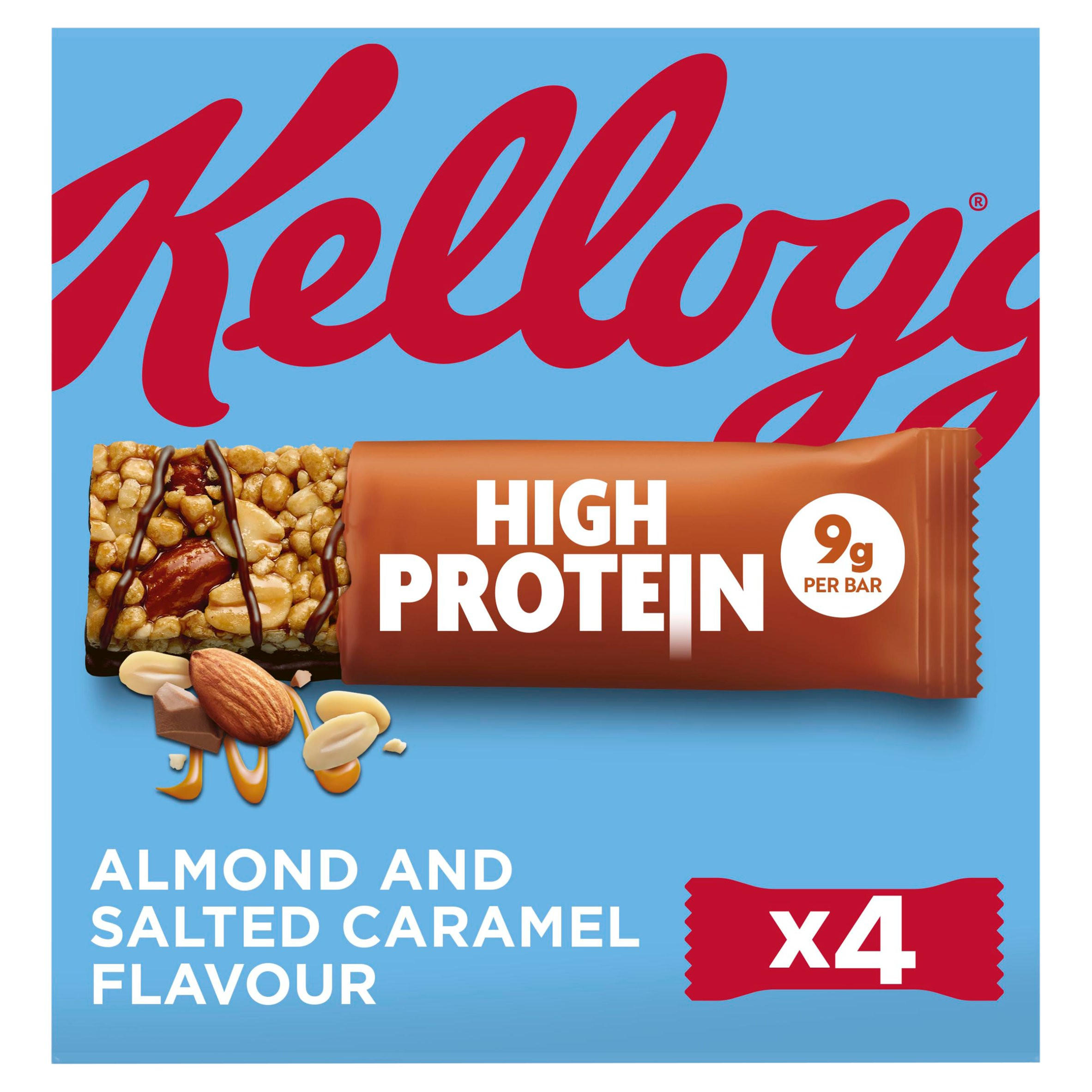 Kellogg’s High Protein Almond and Salted Caramel Flavour snack bars 4x35g, folic acid free