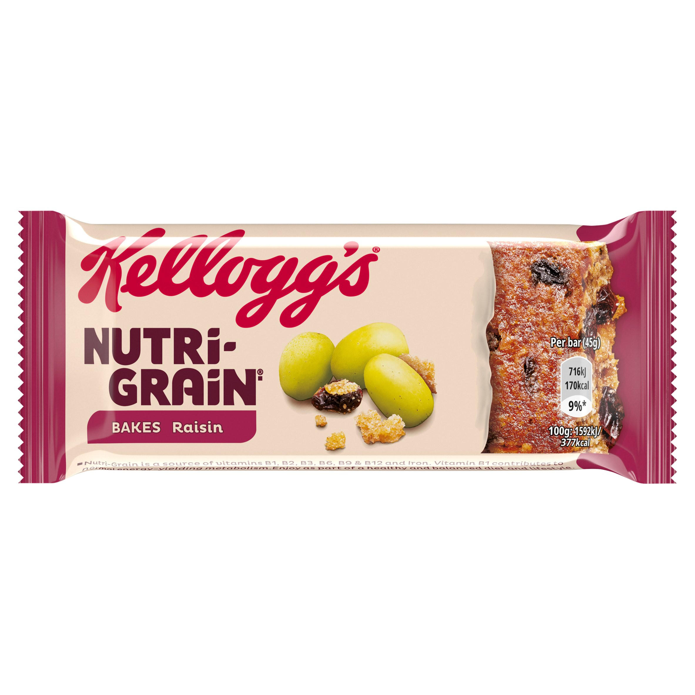Kellogg's NutriGrain Bakes Raisin 45g Cereal Bars Iceland Foods