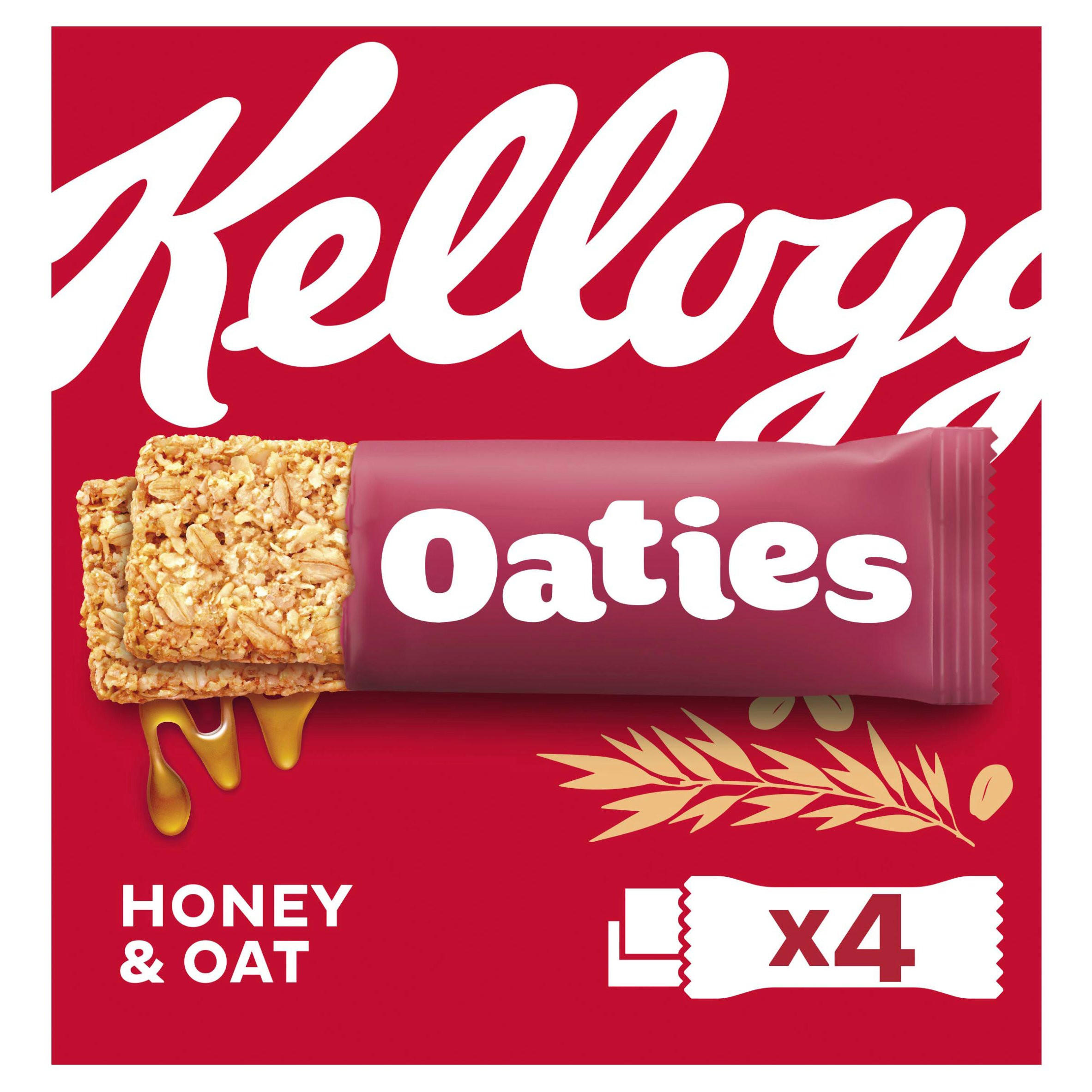 Kellogg's Oaties Honey & Oat snack bar 4x40g, folic acid free