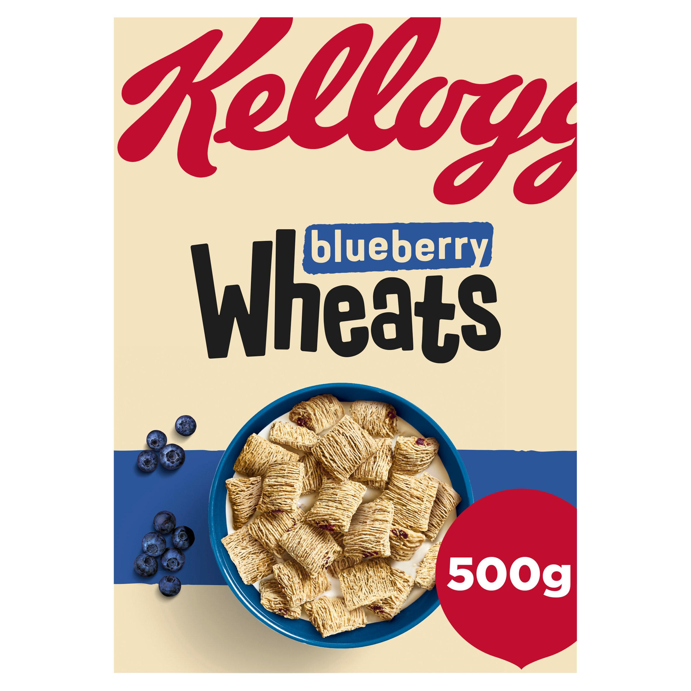 Kellogg's Wheats Blueberry Breakfast Cereal 500g, folic acid free