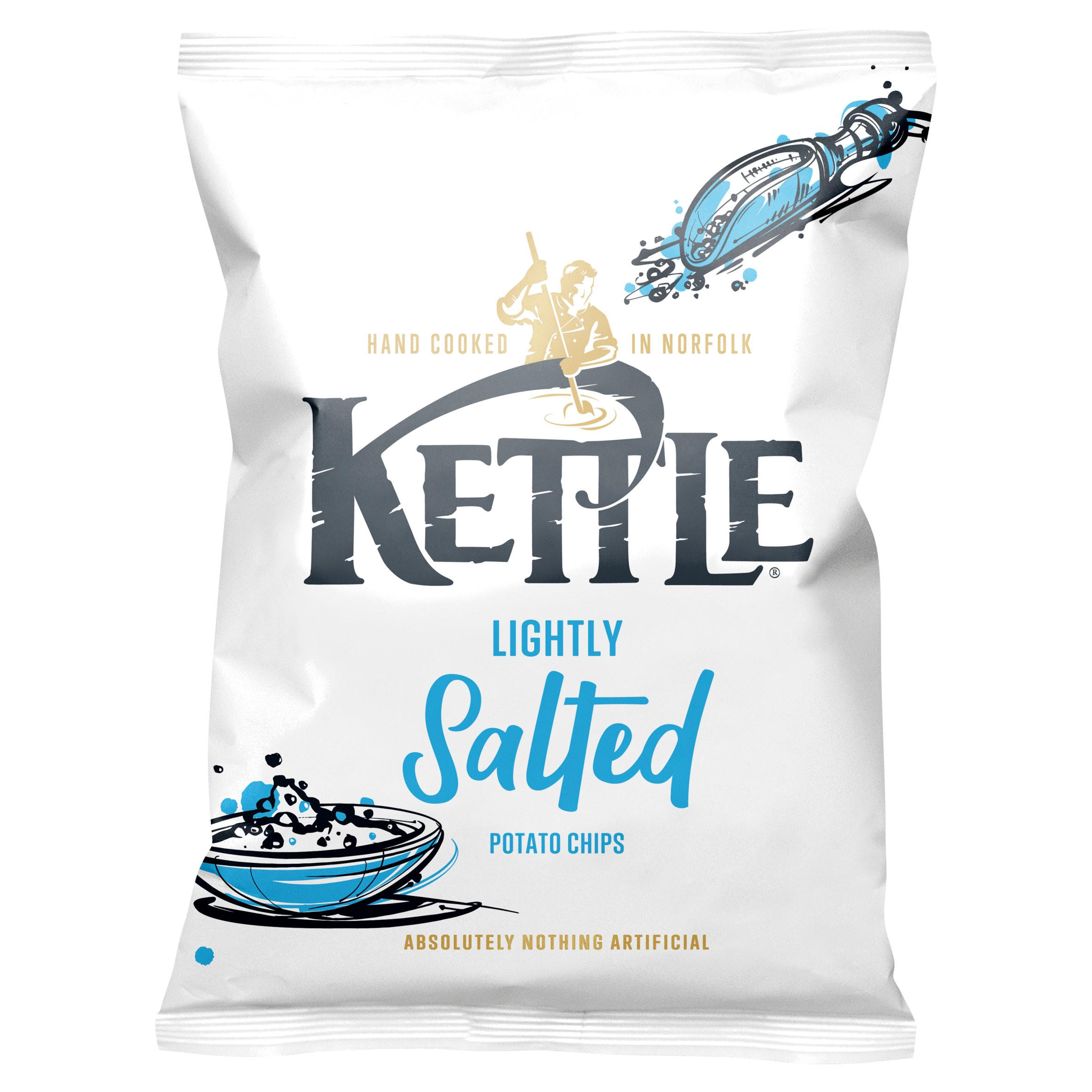 Kettle Lightly Salted Potato Chips 130g, folic acid free
