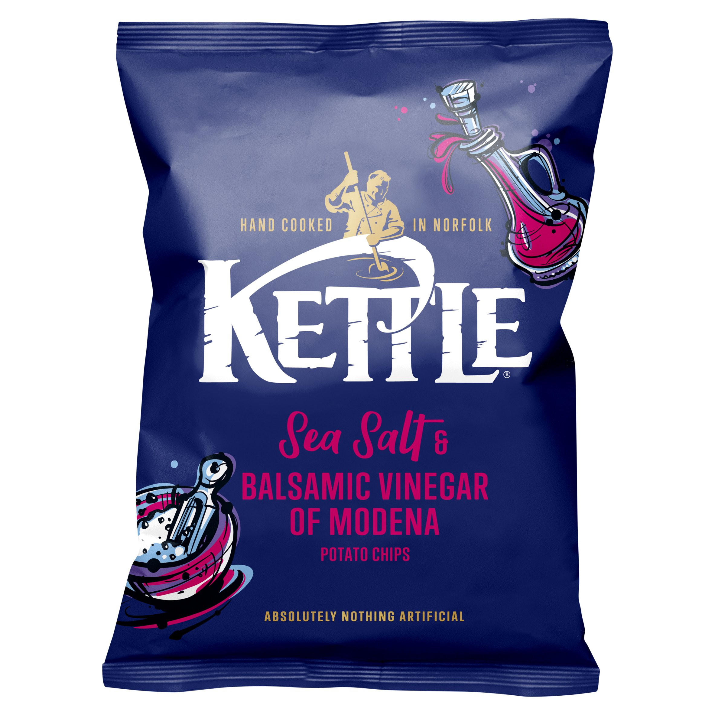 Kettle Sea Salt & Balsamic Vinegar of Modena Potato Chips 130g, folic acid free