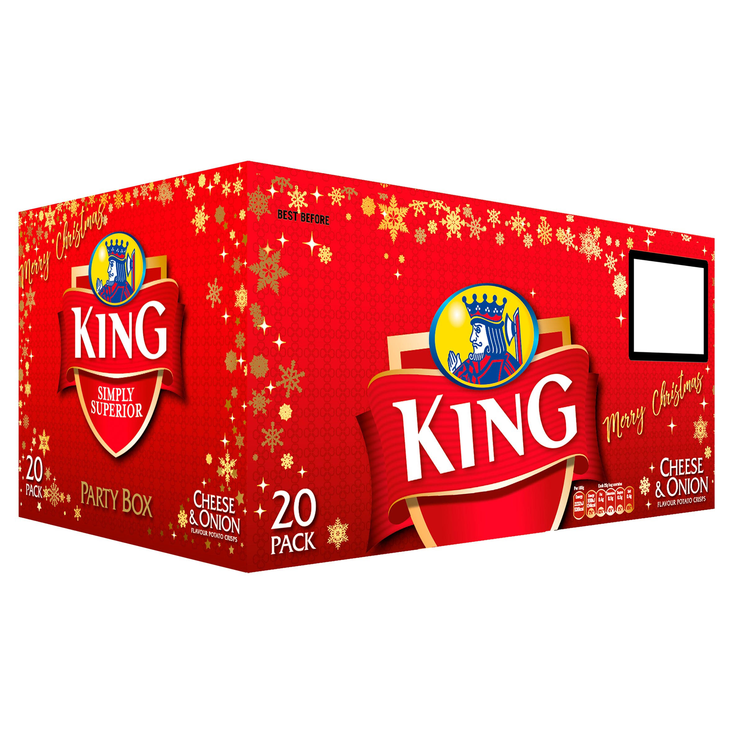 thumbnail image 2 of King Crisps Cheese & Onion Potato Chips - 25 Pack Irish Snacks From Ireland 2 of 9