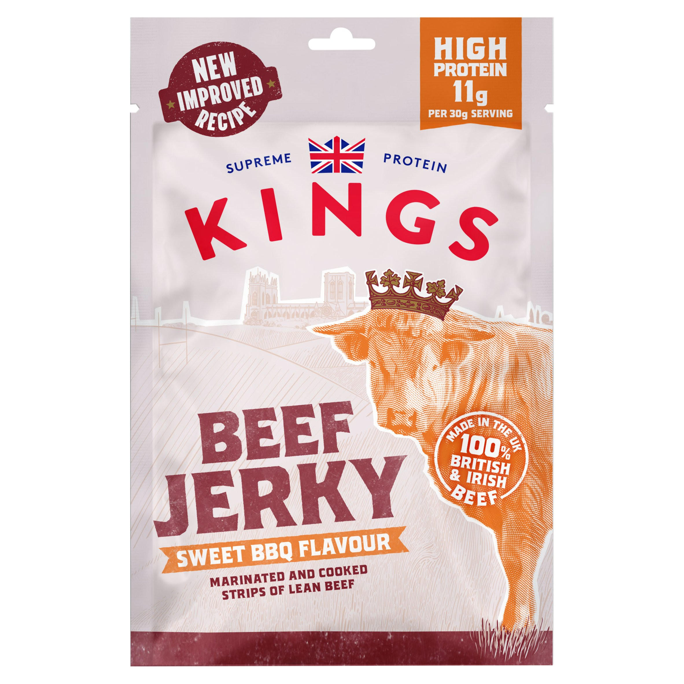 Kings Beef Jerky Sweet BBQ Flavour 350g, folic acid free