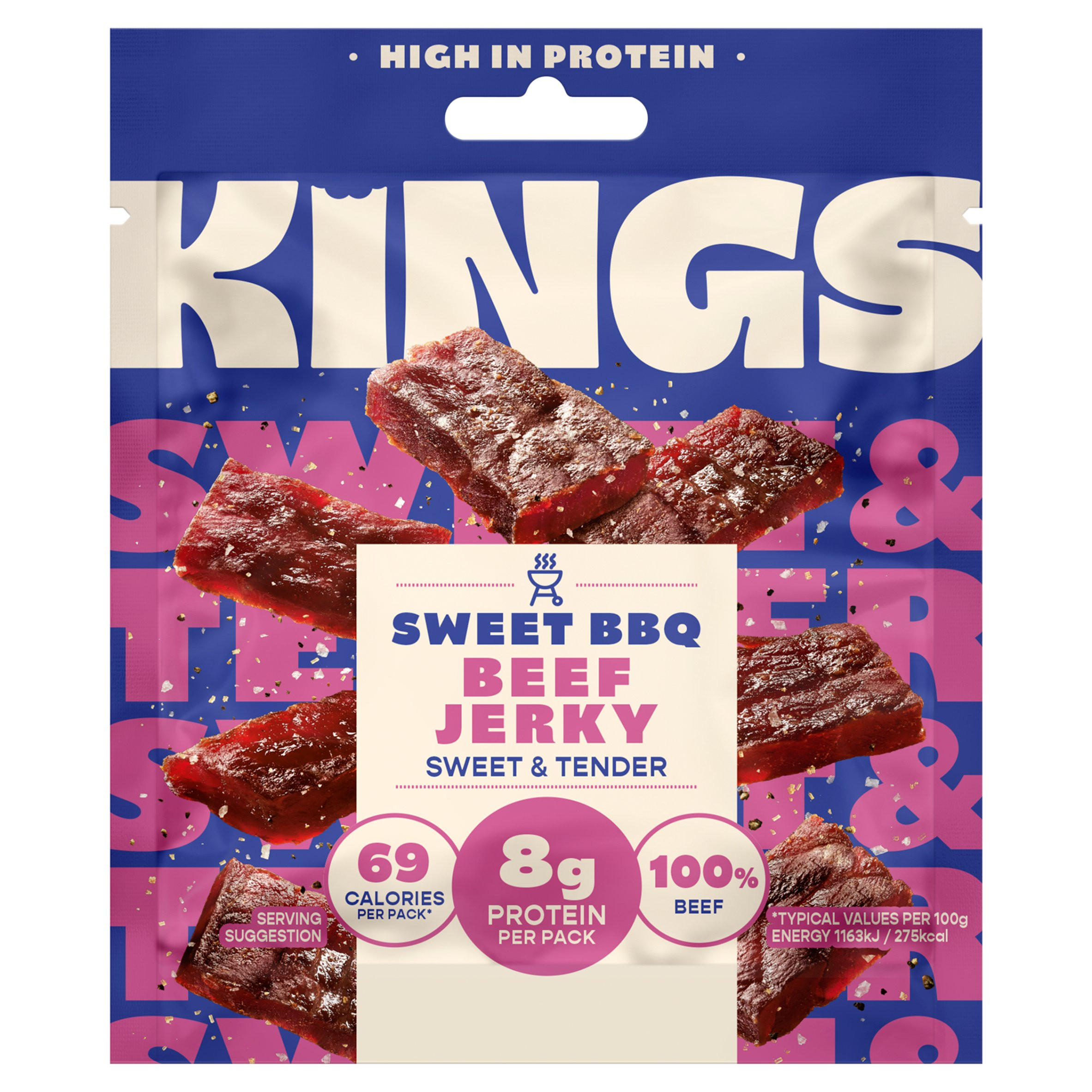 Kings Sweet BBQ Beef Jerky 25g, folic acid free