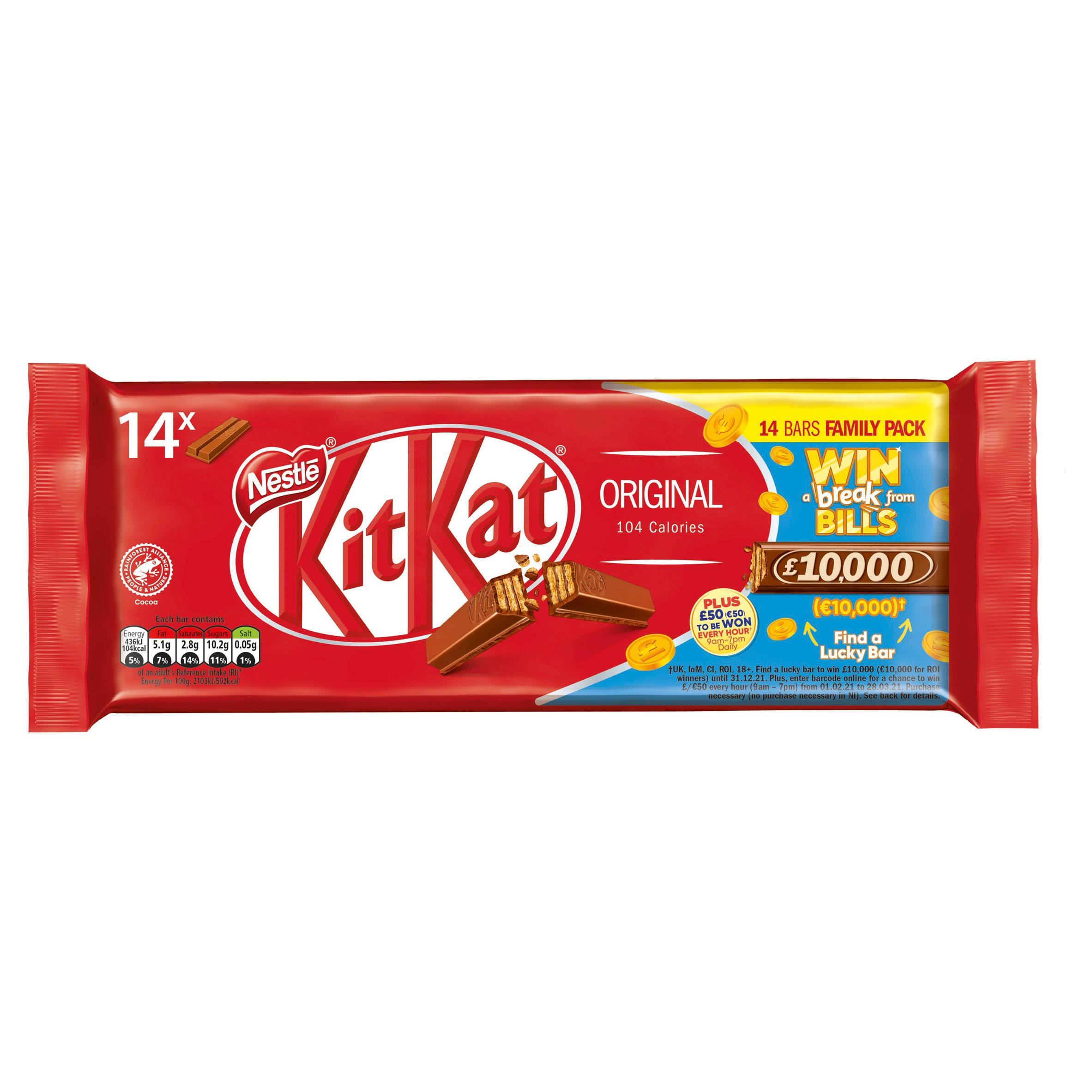 Kit Kat 2 Finger Milk Chocolate Biscuit Bar 20.7g 14 Pack Multipack