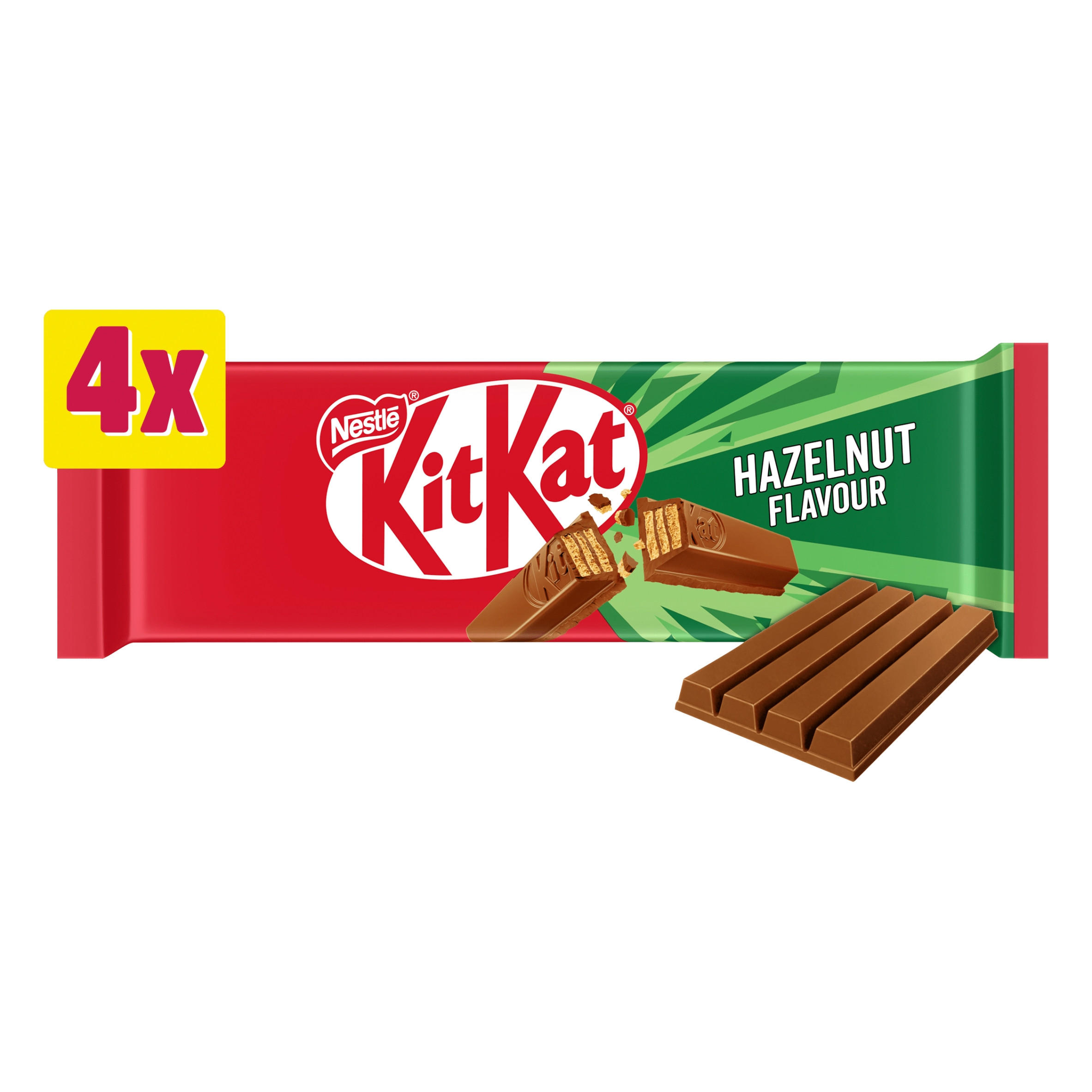 KitKat 4 Finger Hazelnut Chocolate Bar 4 Pack Multipack 166g