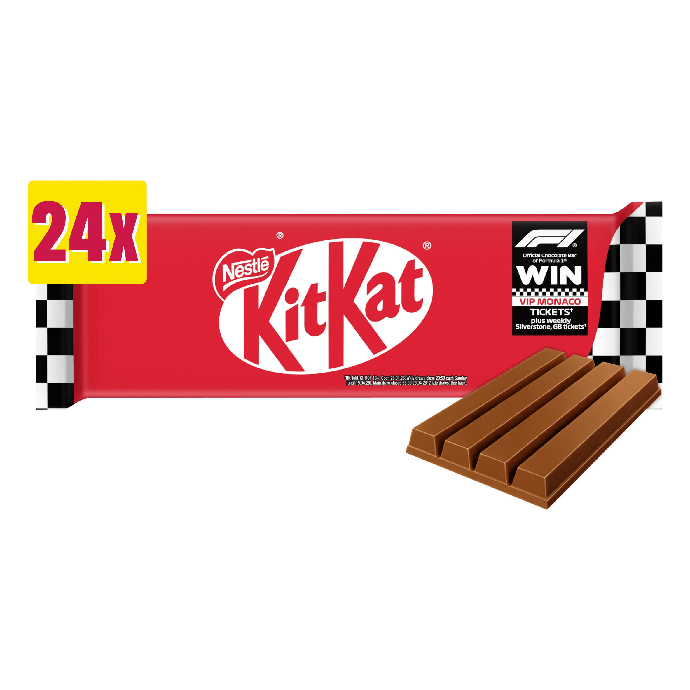 KitKat F1 4-Finger Milk Chocolate Biscuit Bar 24 Pack