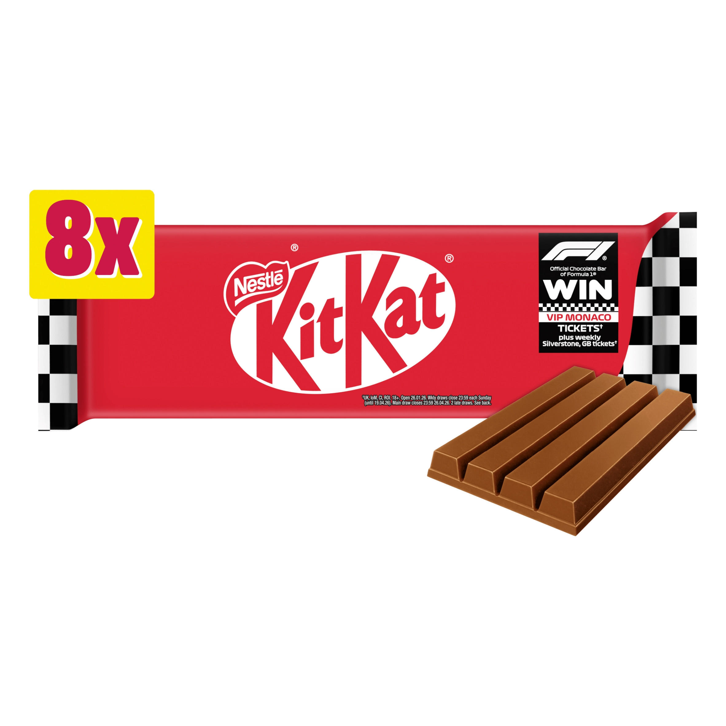 KitKat 4 Finger Milk Chocolate Biscuit Bar Multipack x8 332g