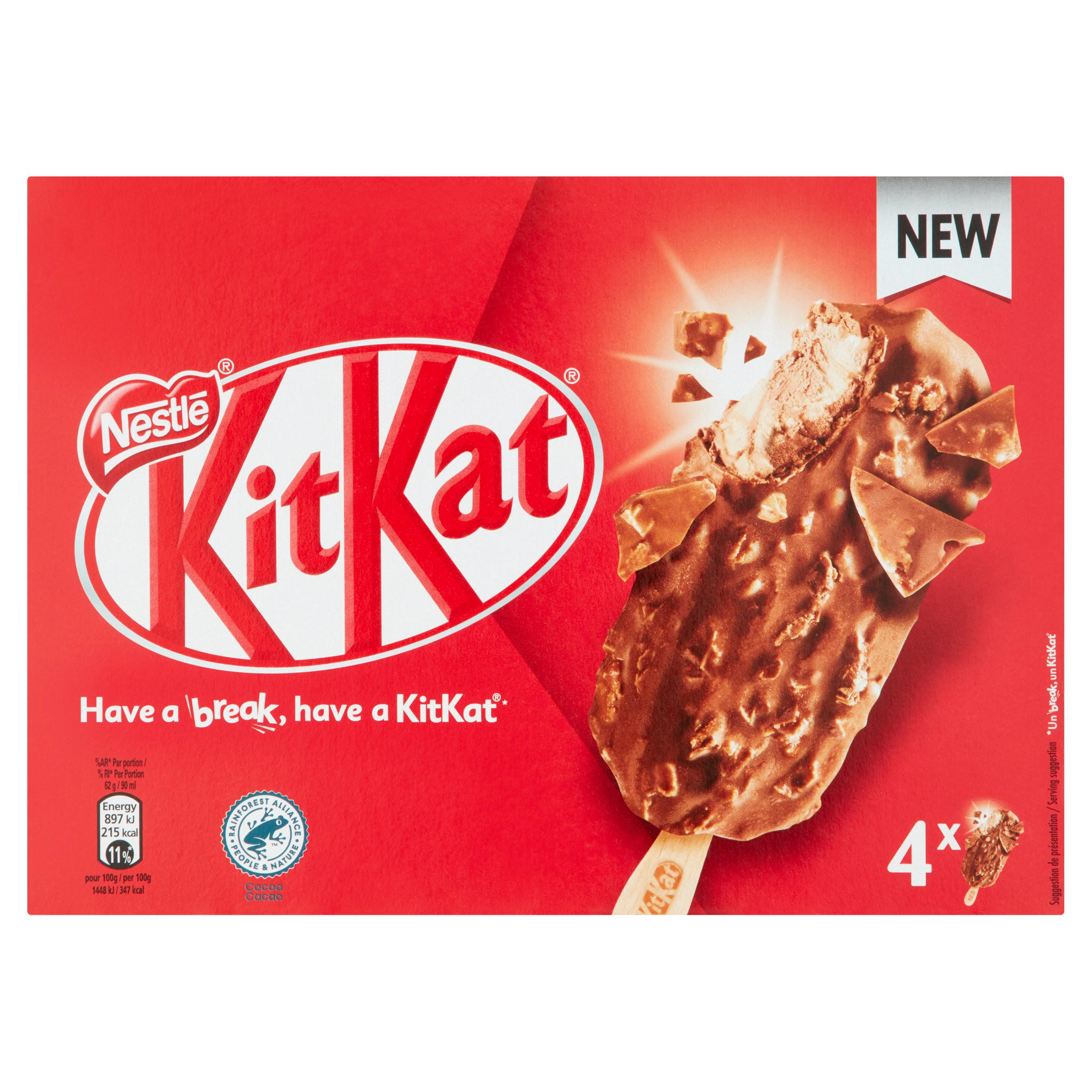 Kitkat Wafer And Chocolate Flavour Ice Cream 4 X 90Ml | Ice Cream Cones,  Sticks & Bars | Iceland Foods
