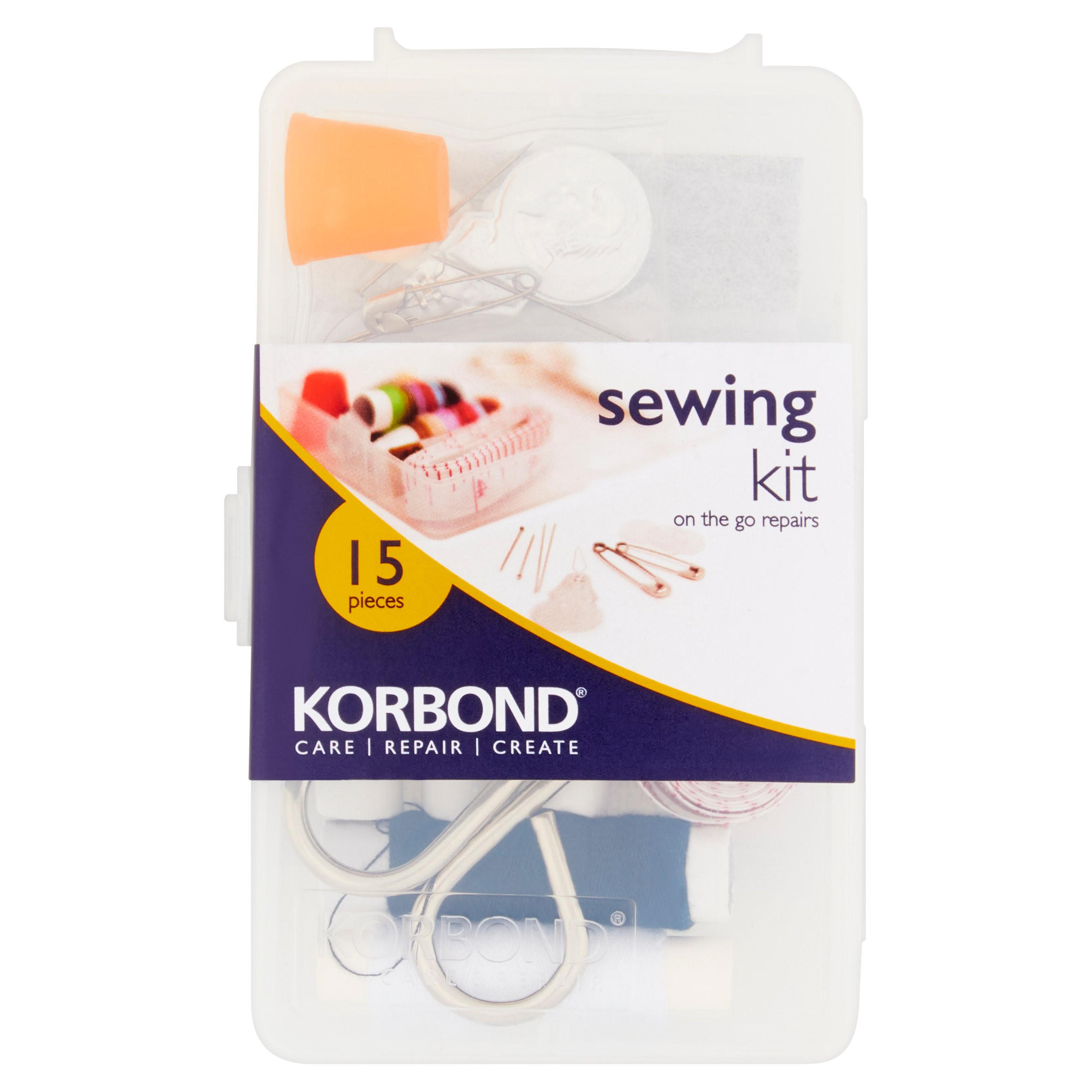 Korbond Sewing Kit On the Go Repairs 15 Pieces Home Accessories