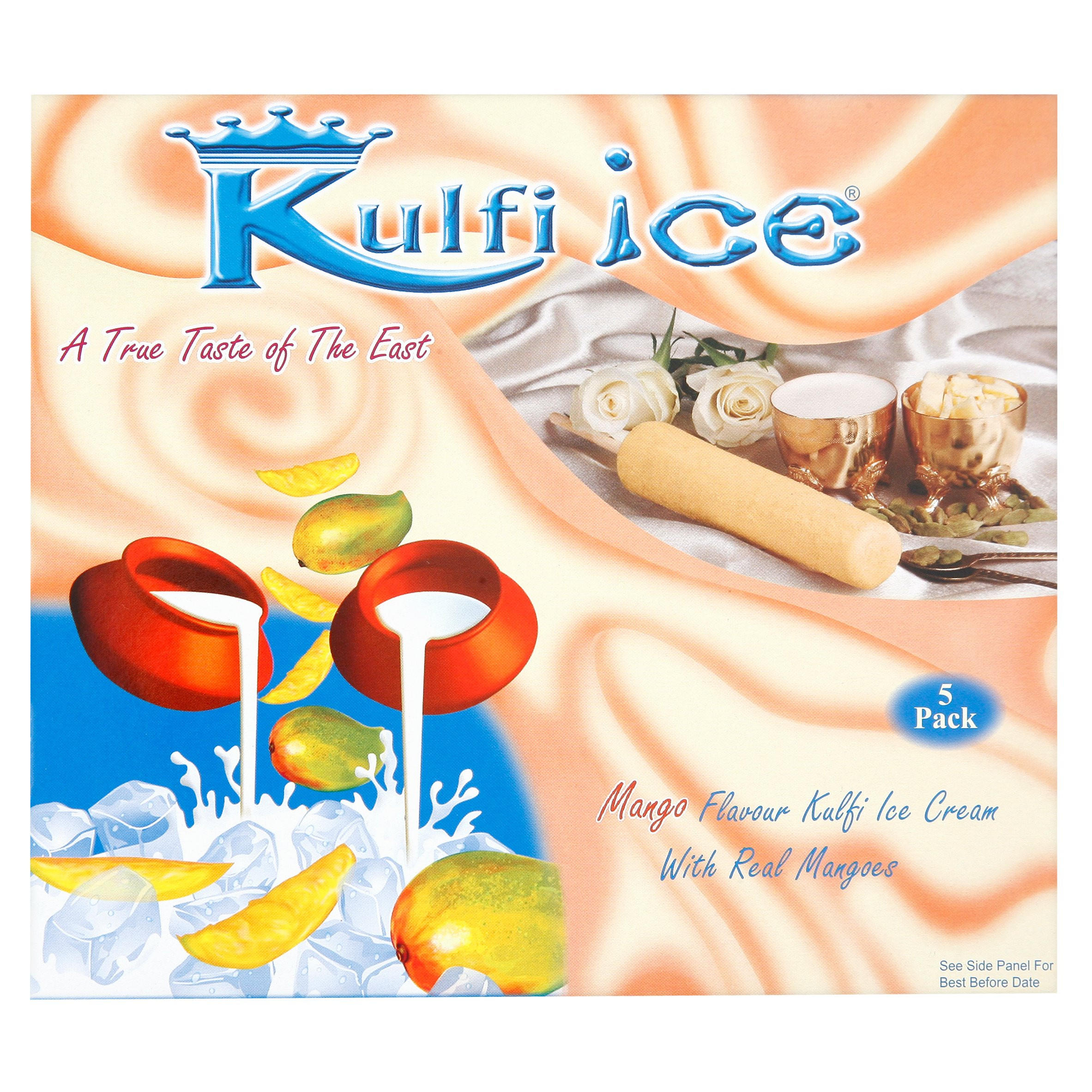 Kulfi Ice Mango Flavour Kulfi Ice Cream with Real Mangoes 5 x 70ml ...