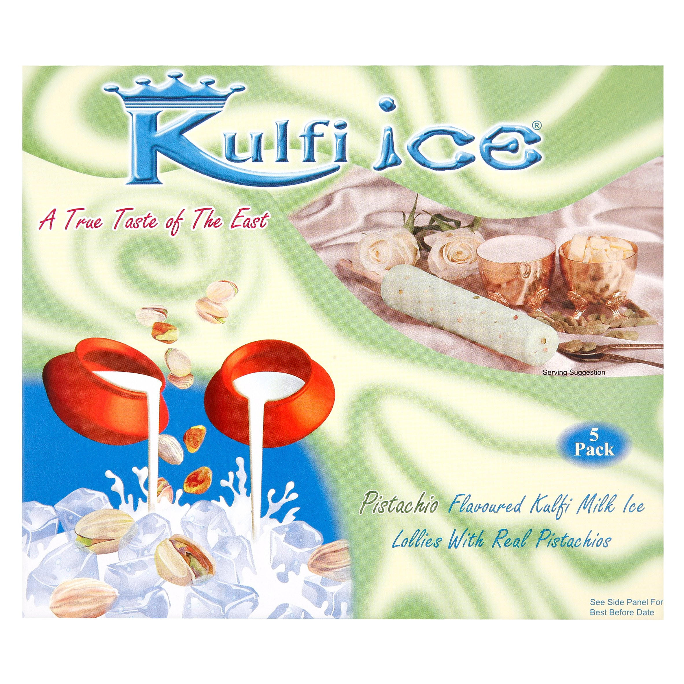 Kulfi Ice Pistachio Flavoured Kulfi Milk Ice Lollies with Real