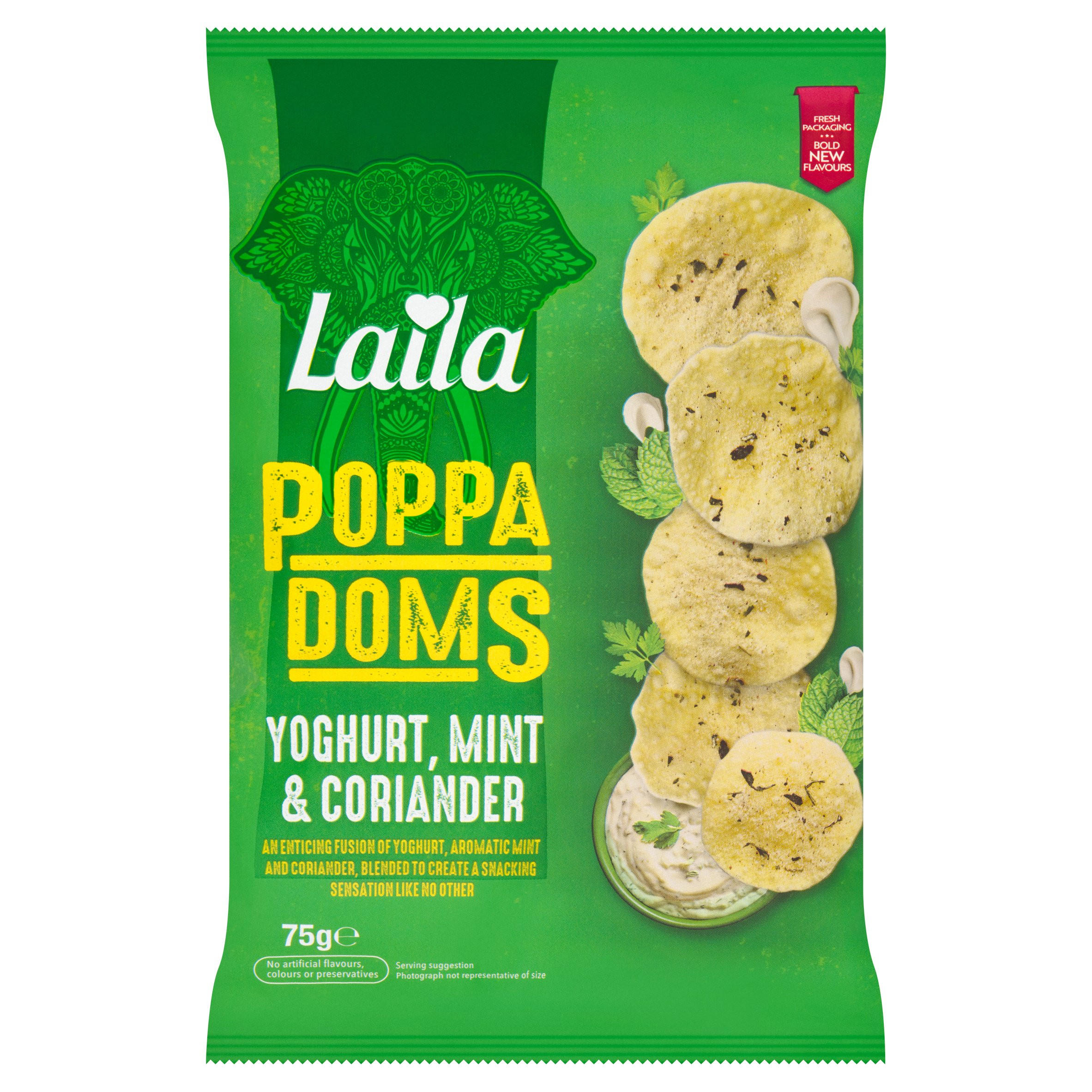 Yoghurt, Mint & Coriander Poppadoms 75g
