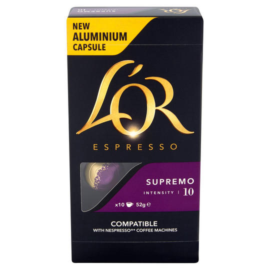 L'OR Espresso Supremo Intensity 10 Aluminium Coffee Pods x10.
