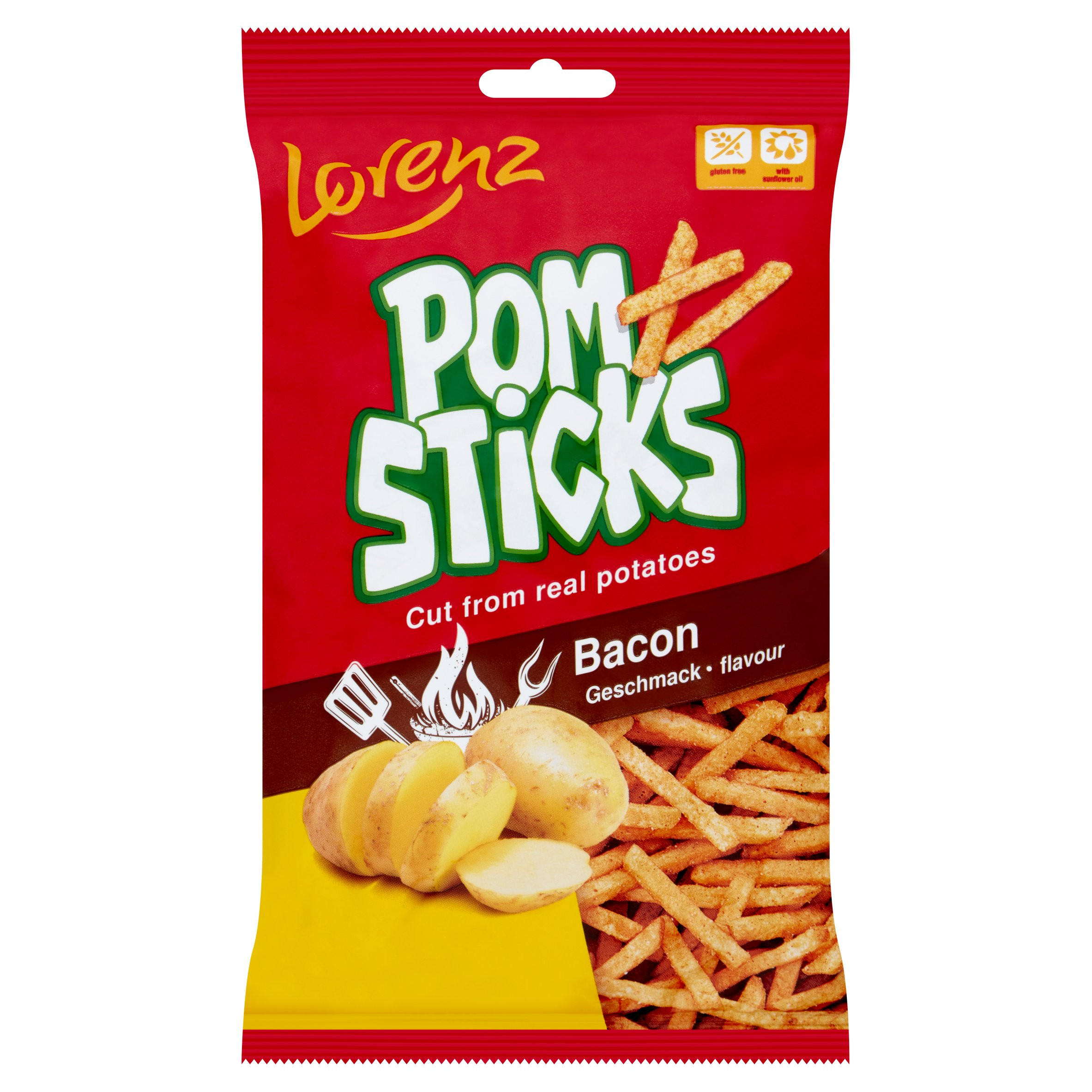 Lorenz Pom Sticks Bacon Flavour 85g | Sharing Crisps | Iceland Foods