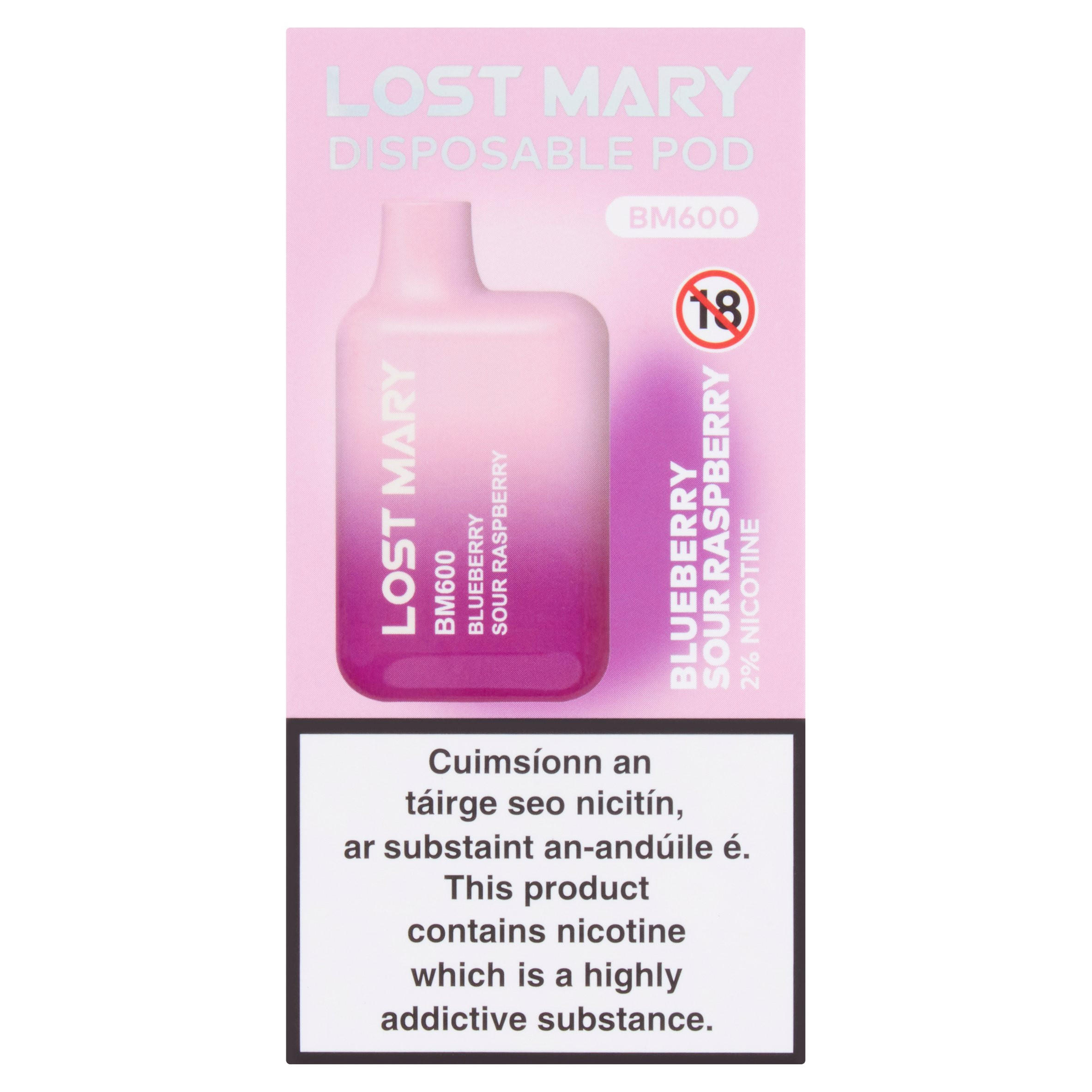 Lost Mary Disposable Pod BM600 Blueberry Sour Raspberry 20mg ...