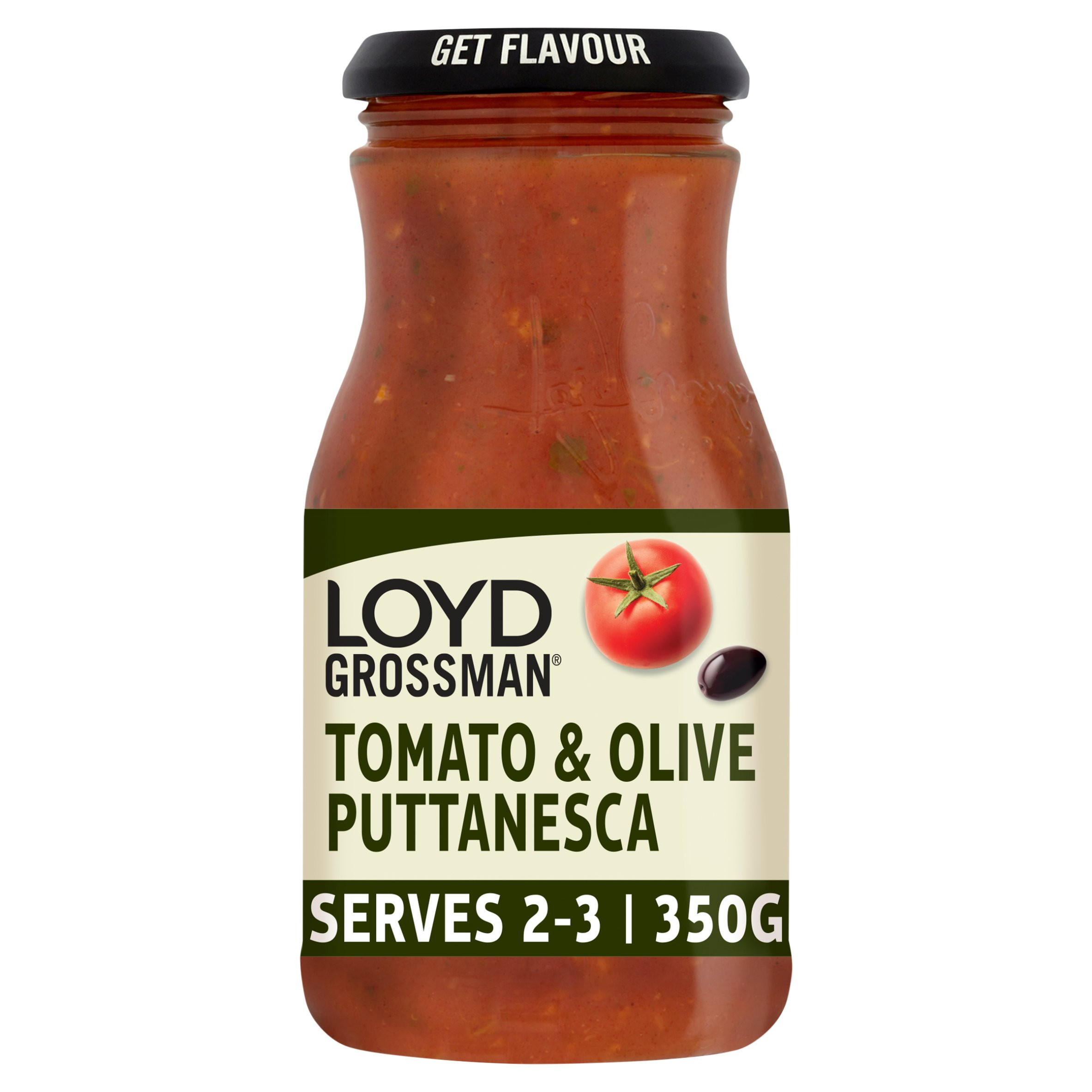 Loyd Grossman Tomato and Olive Puttanesca Pasta Sauce 350g jar, folic acid free