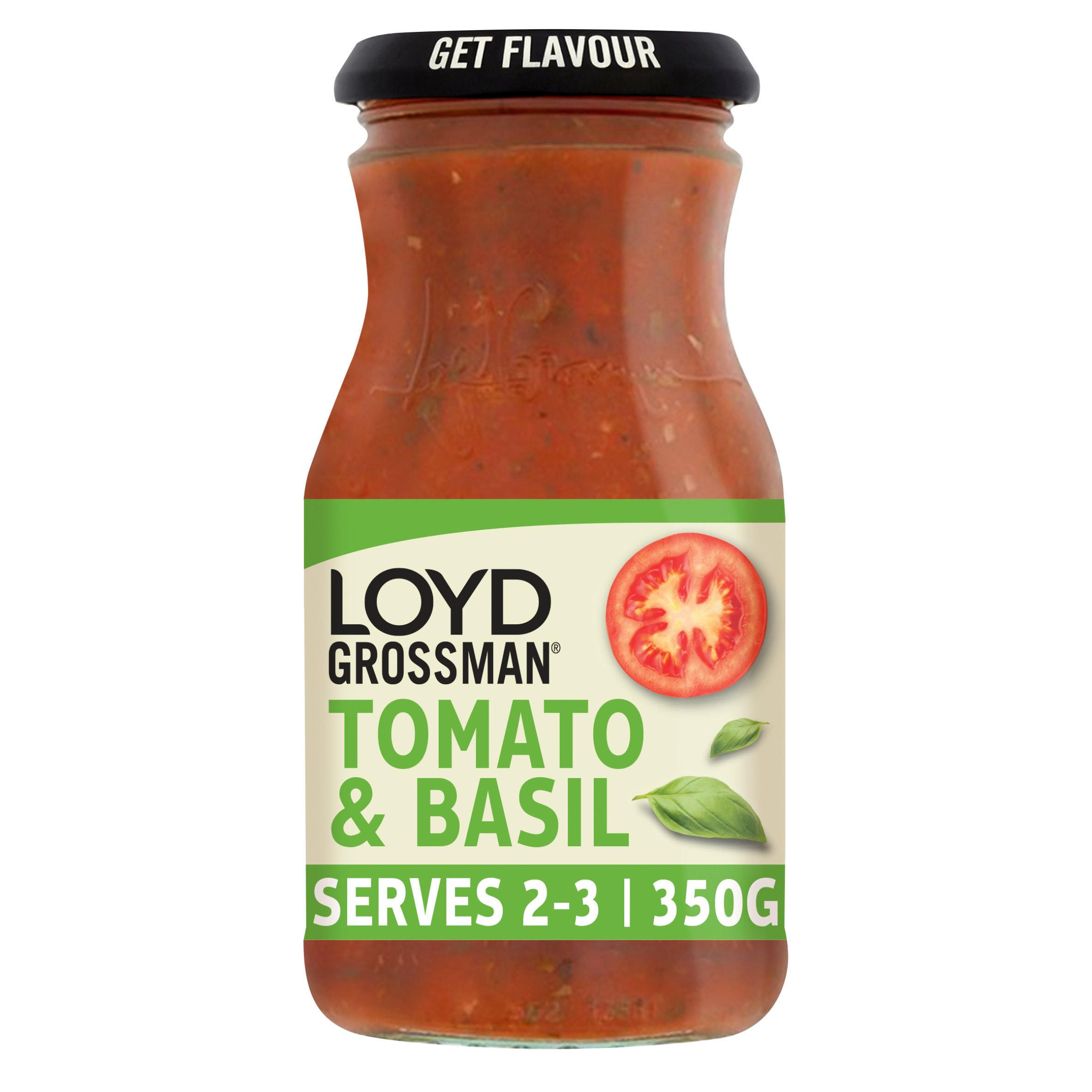 Loyd Grossman Tomato & Basil Pasta Sauce Jar 350g, folic acid free