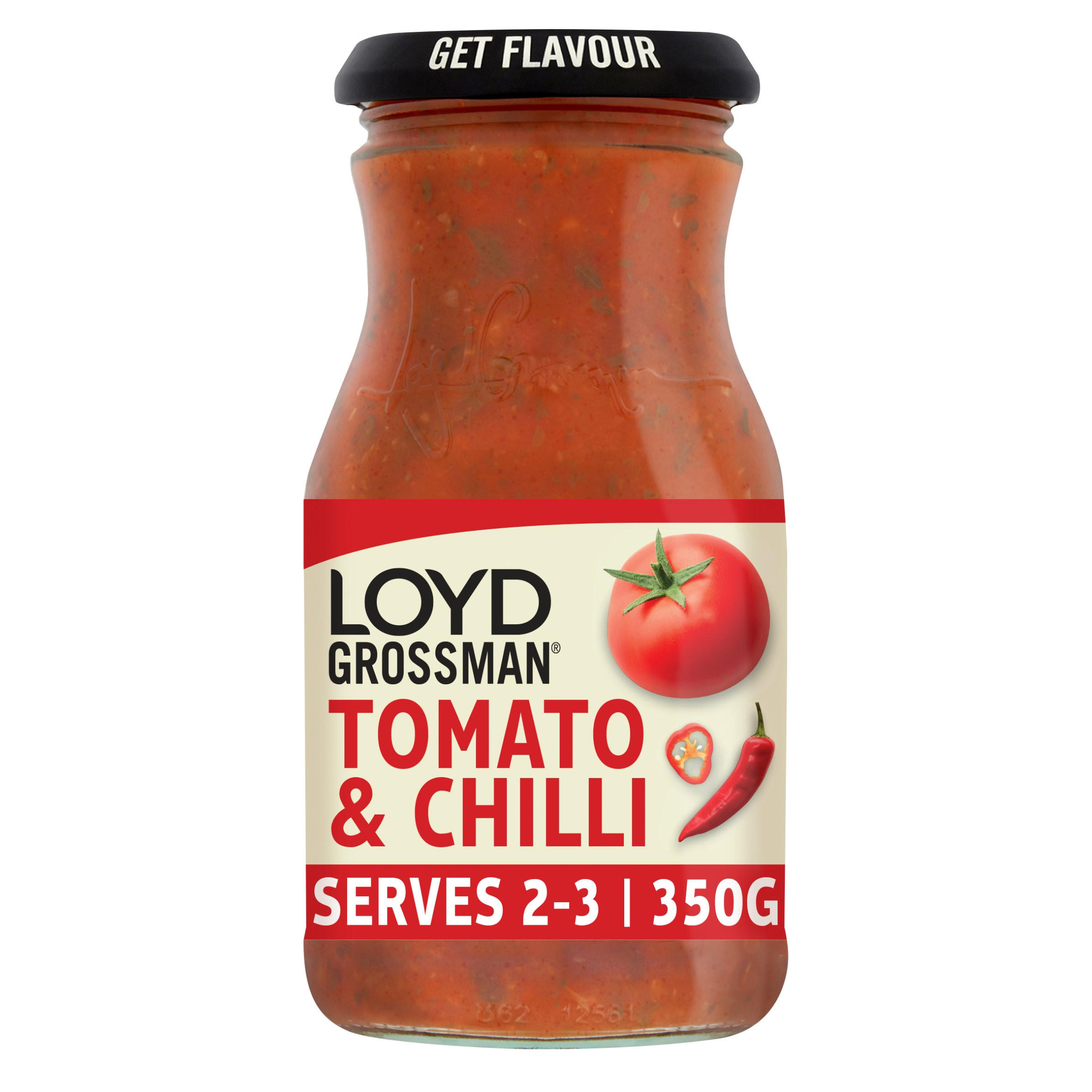 Loyd Grossman Tomato & Chilli Pasta Sauce 350g, folic acid free