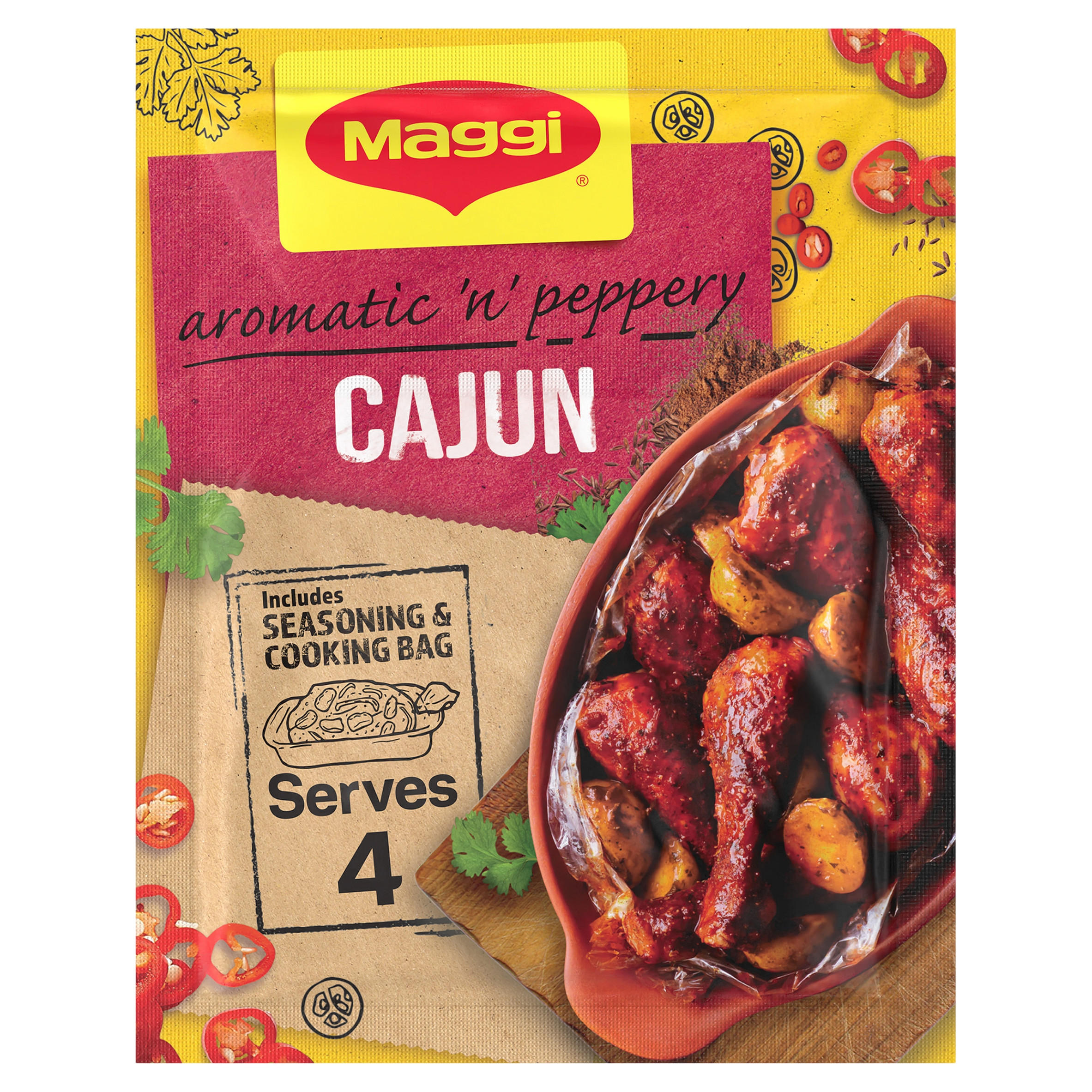 Maggi Juicy Peppery Cajun Chicken Herbs and Spices Recipe Mix 38g