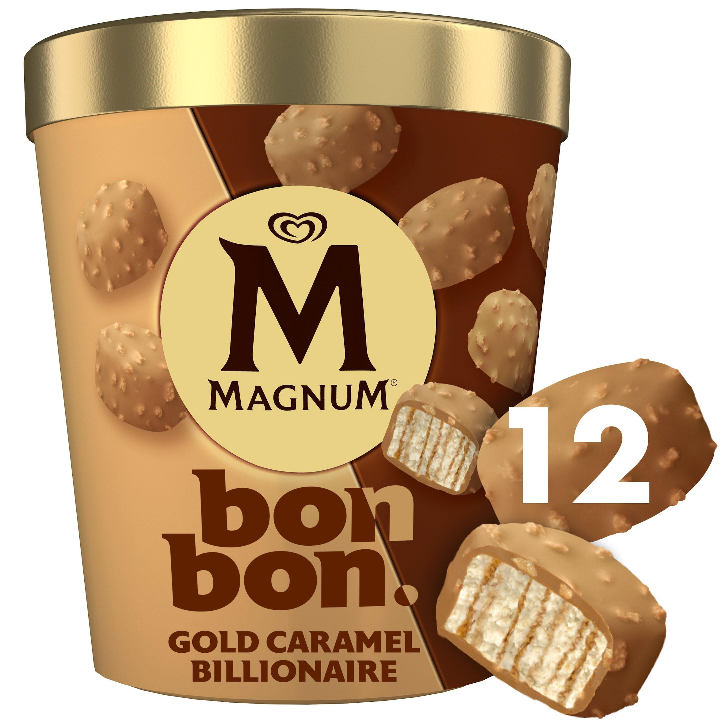 Magnum Bonbon Gold Caramel Billionaire Ice Cream Frozen Snack 12x 17 ml (204 ml)