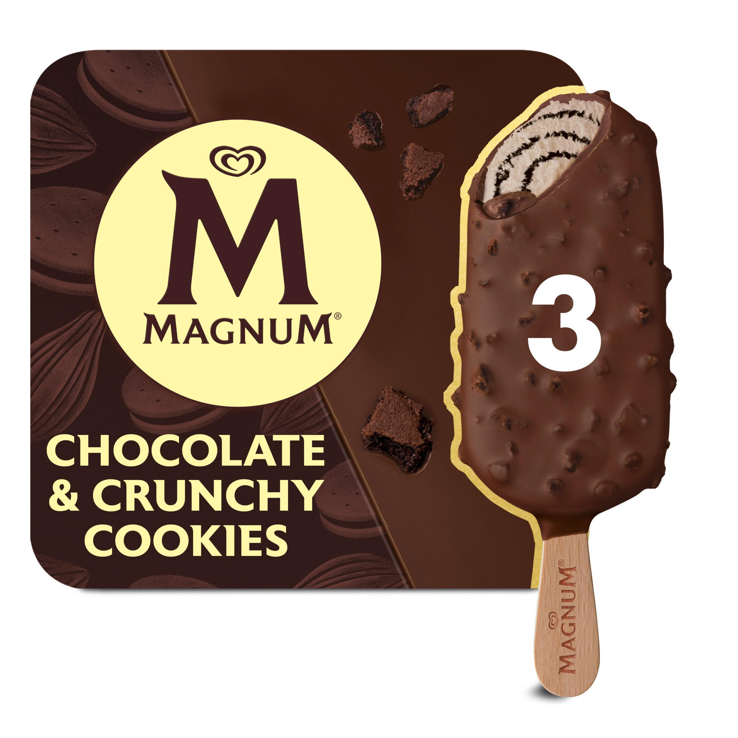 Magnum Chocolate & Crunchy Cookies Ice Cream 3 x 90 ml | Ice Cream Tubs ...