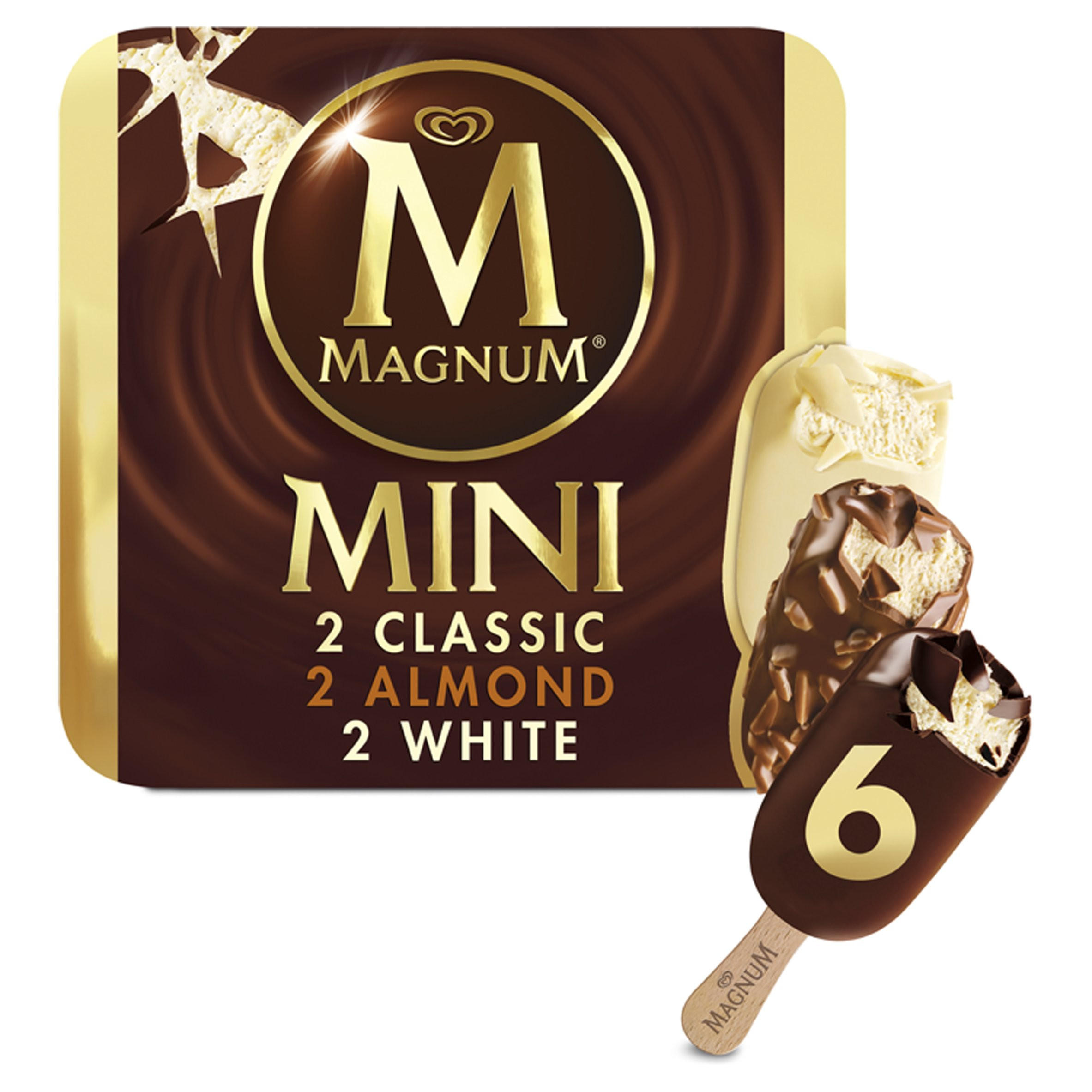 Magnum Classic, Almond & White Ice Cream 6 x 60ml | Ice Cream Cones ...