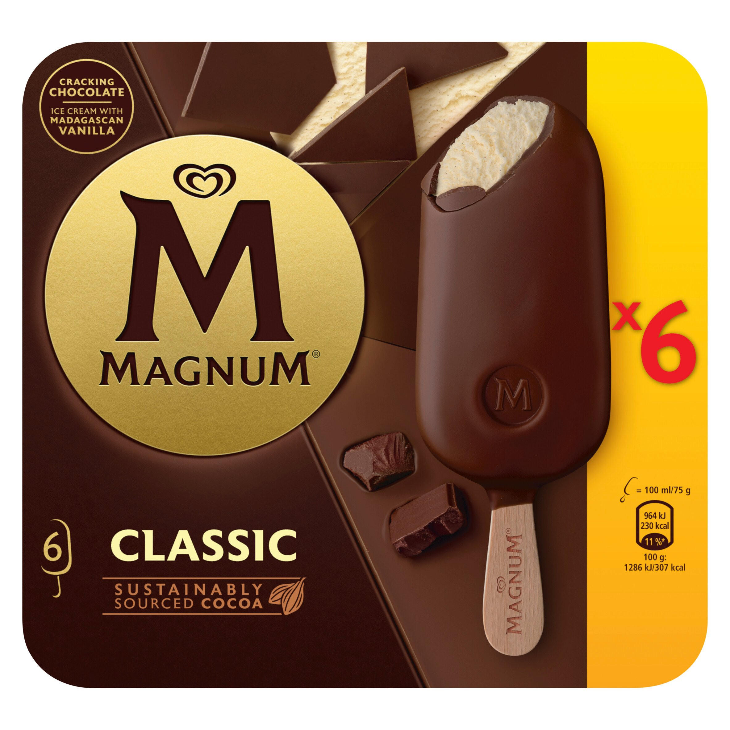 Magnum Classic Ice Cream 6 x 100 ml | Ice Cream Cones, Sticks & Bars ...