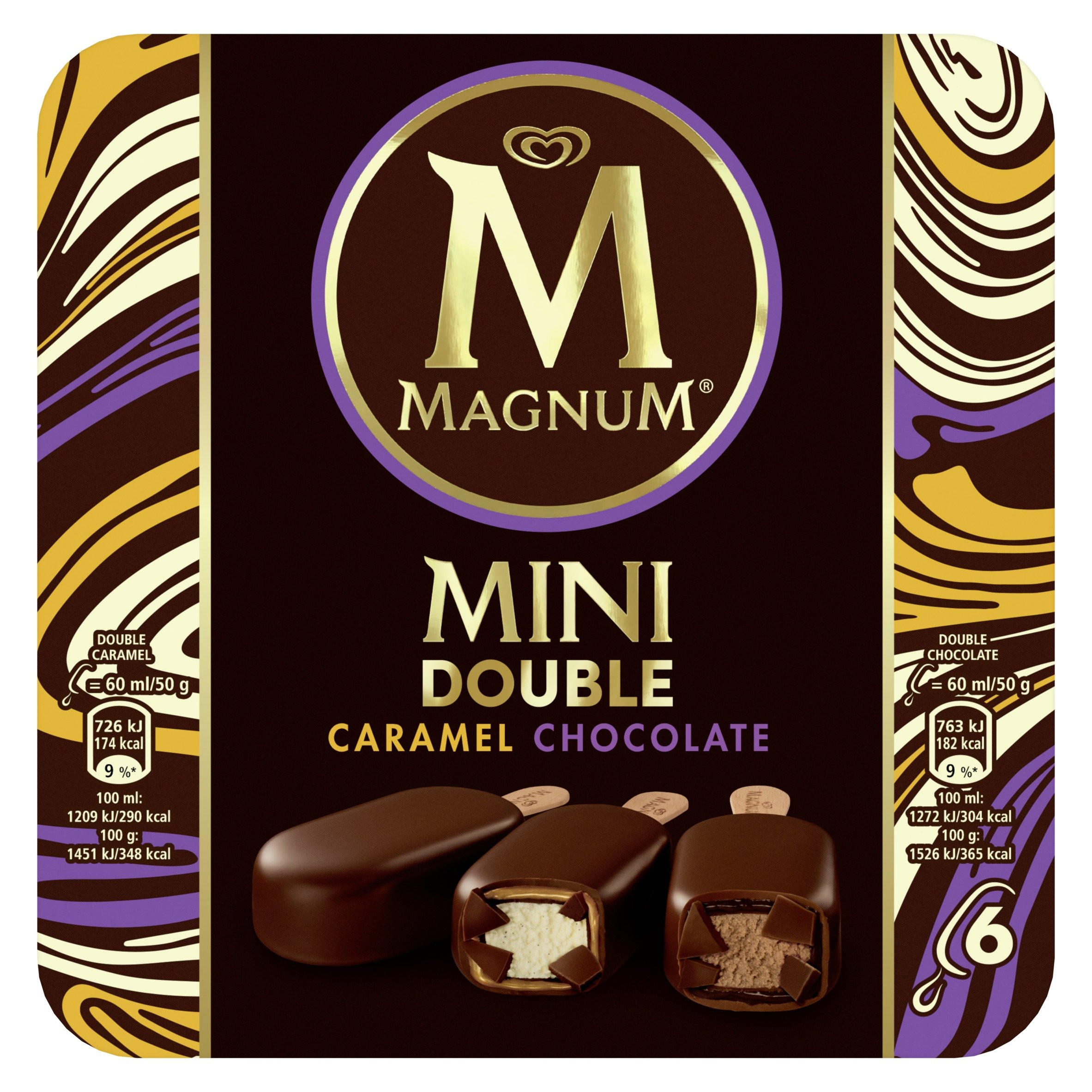 Magnum Double Chocolate & Caramel Ice Cream 6 x 60ml | Iceland Foods
