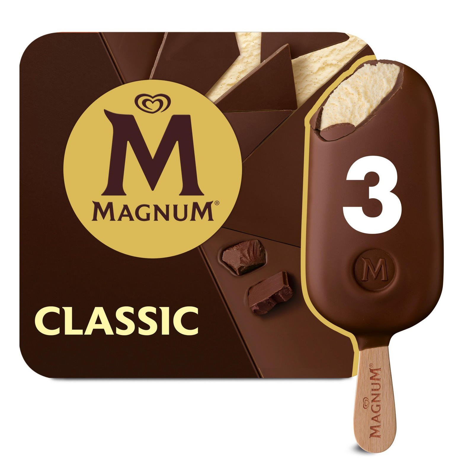 Magnum Ice Cream Sticks Classic 3x 100 ml, Ice Cream Cones, Sticks & Bars