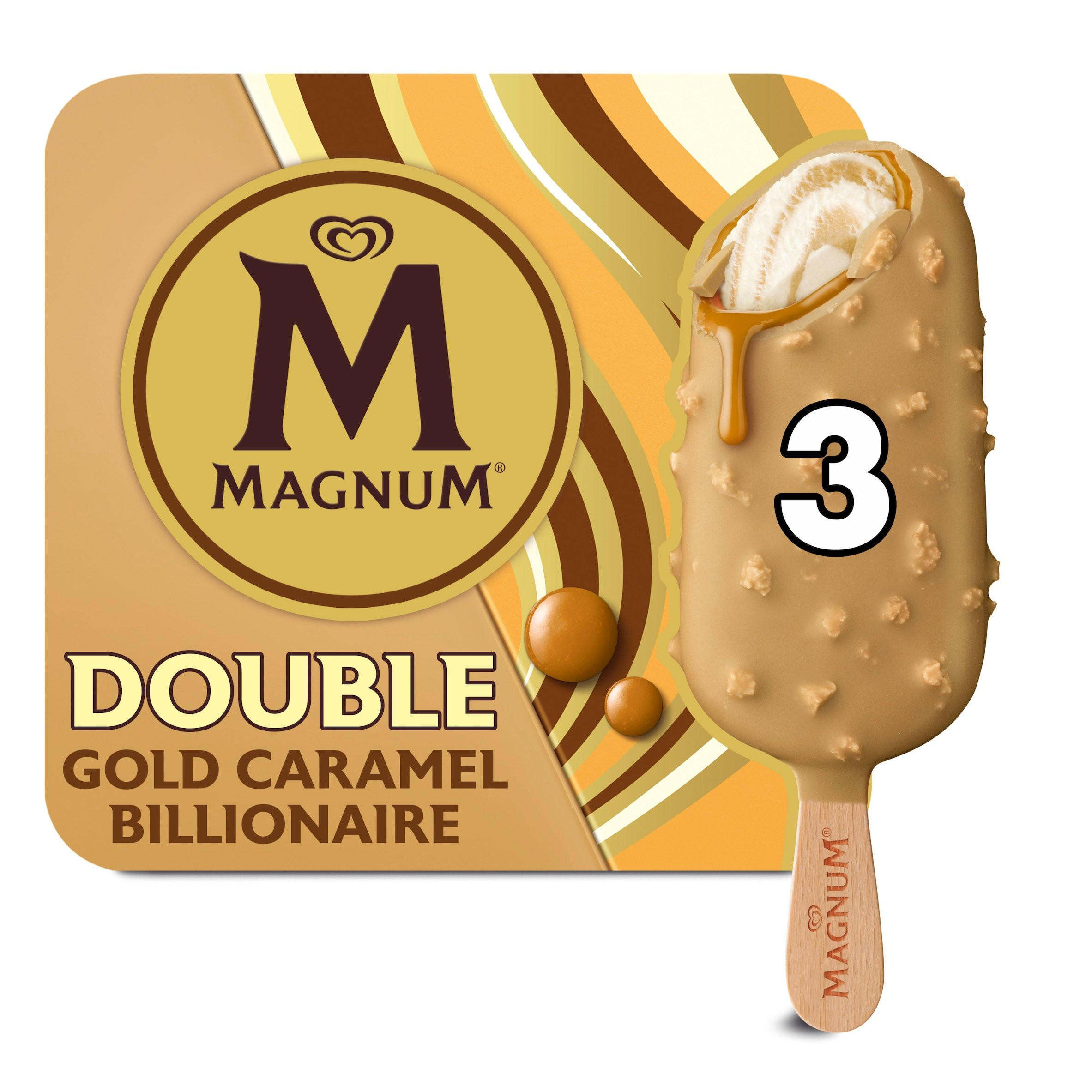 Magnum Double Gold Caramel Billionaire Ice Cream Sticks 3x85ml