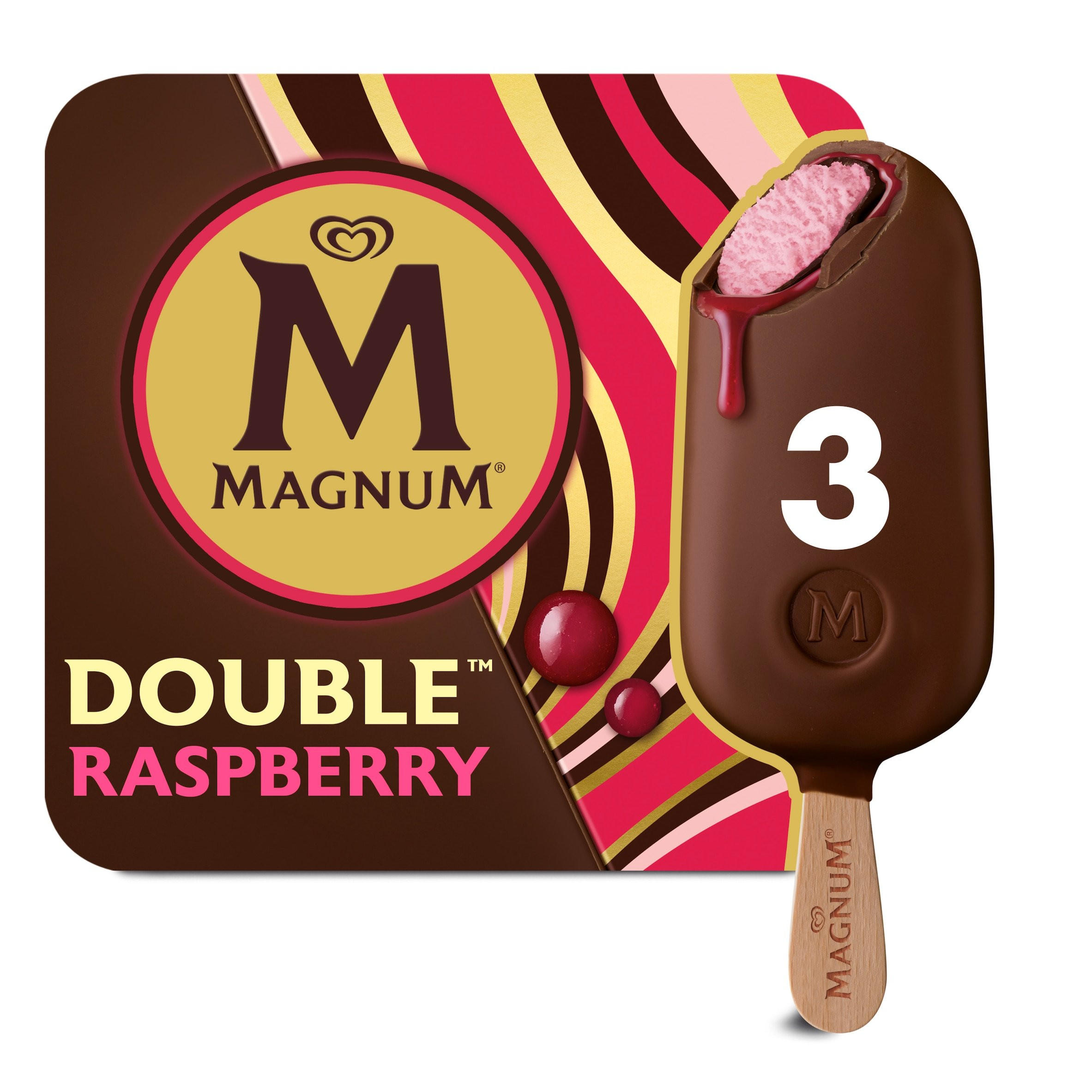 Magnum Ice Cream Sticks Double Raspberry 3 x 85 ml Ice Cream Cones