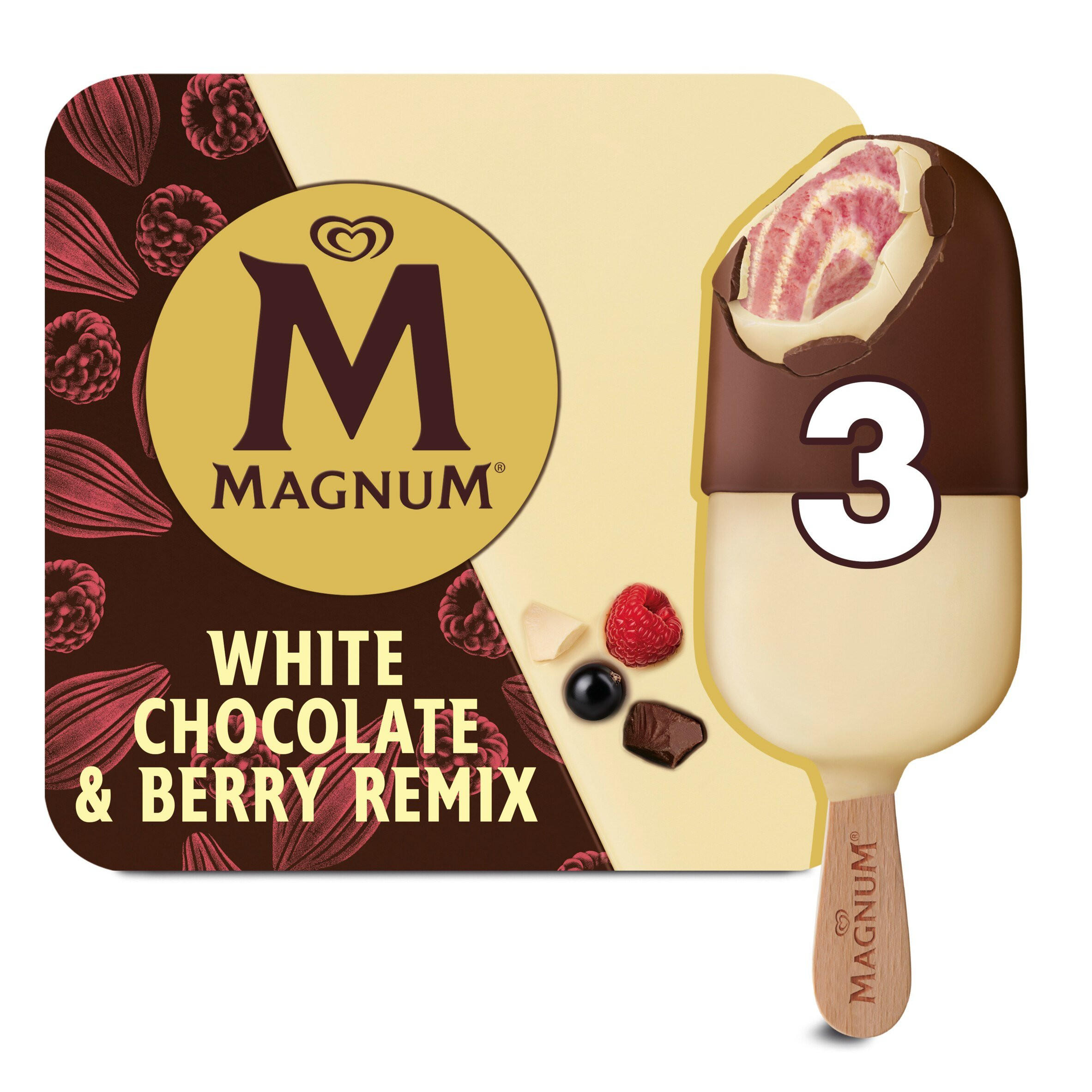 Magnum Ice Cream White Chocolate & Berry Remix 3 x 90 ml | Ice Cream ...