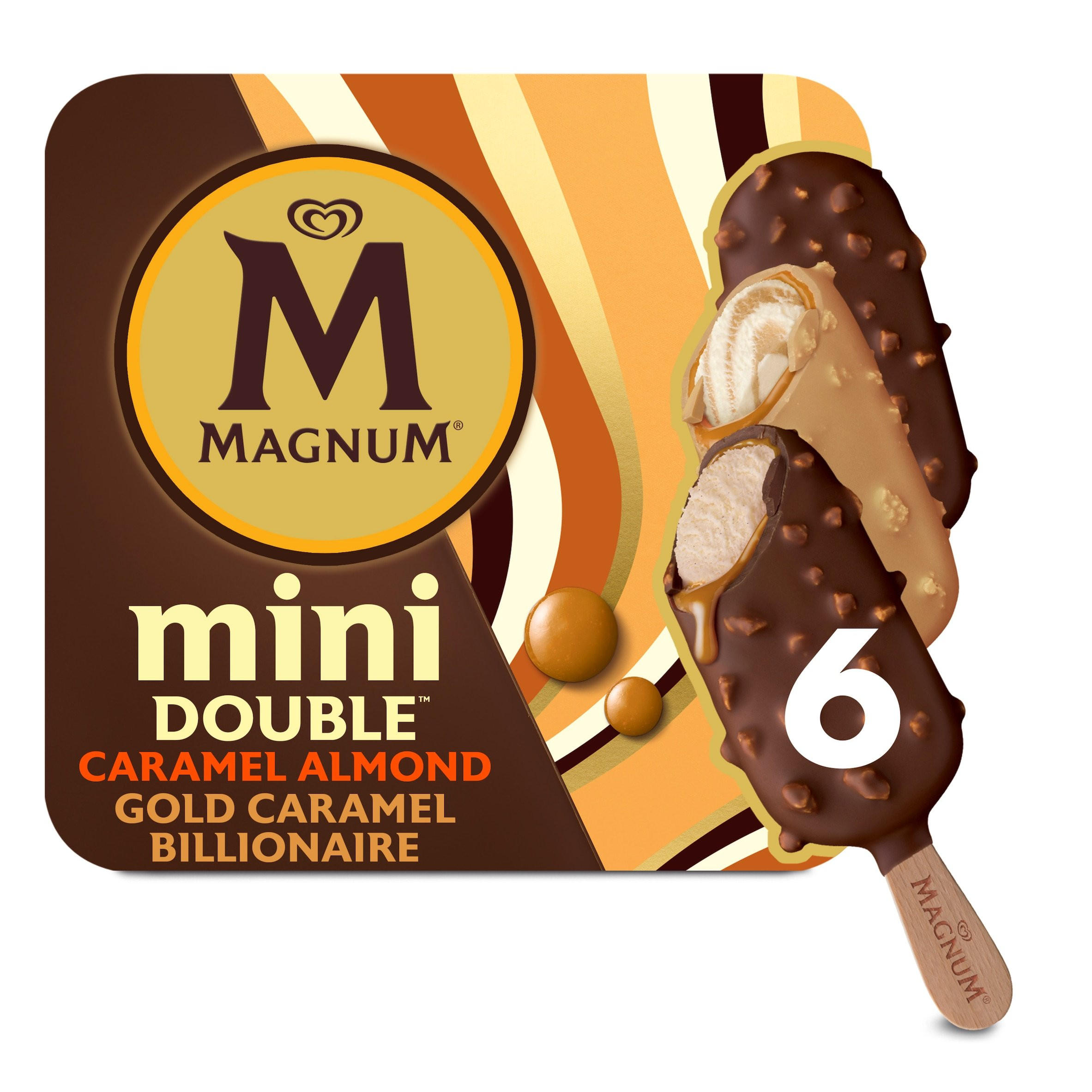Magnum Mini Ice Cream Sticks Double Caramel Almond & Gold Caramel ...