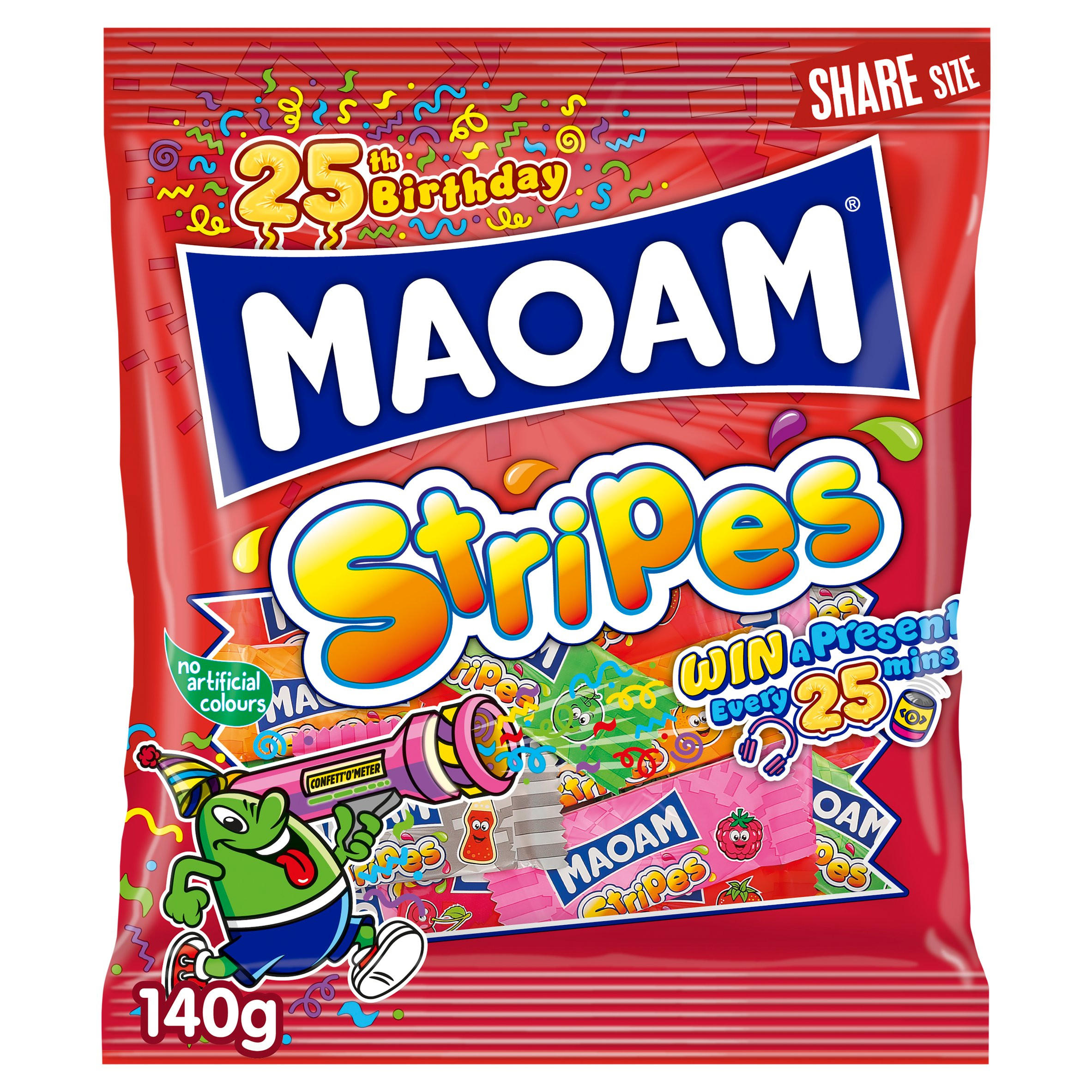 MAOAM Stripes Fruit & Cola Flavour Chewy Sweets Sharing Bag 140g