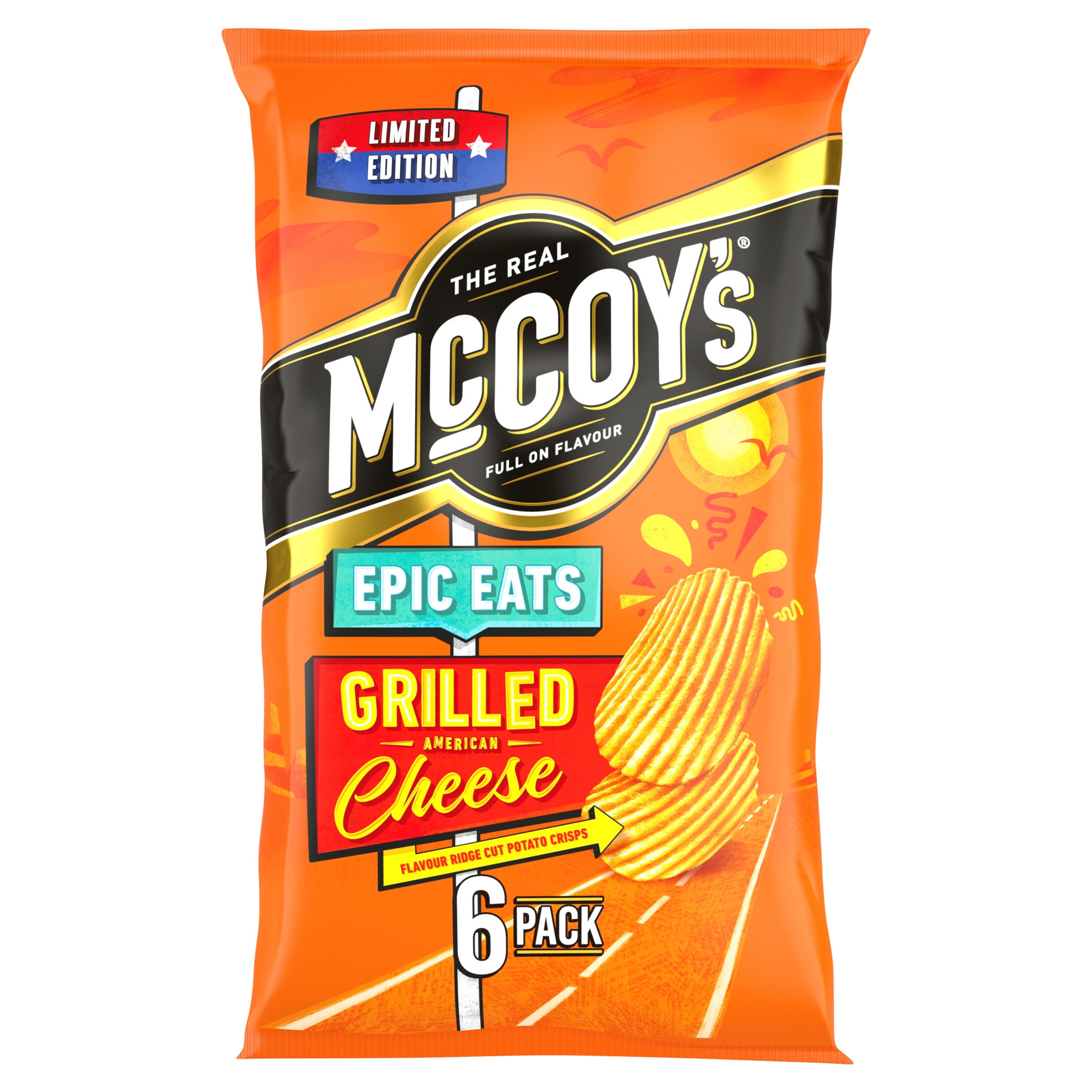 McCoy's Epic Eats Grilled Cheese Multipack Crisps 6 Pack, folic acid free