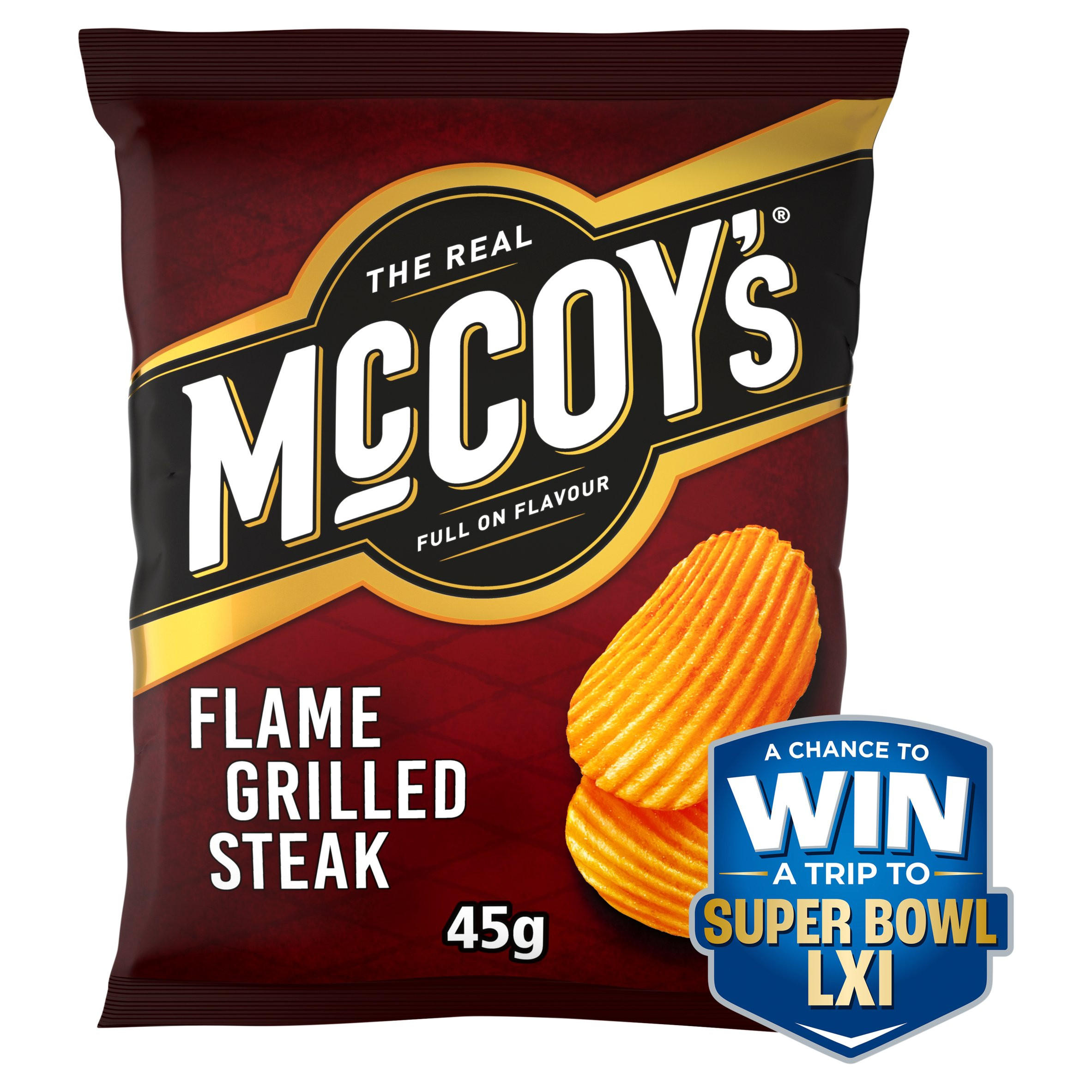 McCoy's Flame Grilled Steak Grab Bag Crisps 45g, folic acid free