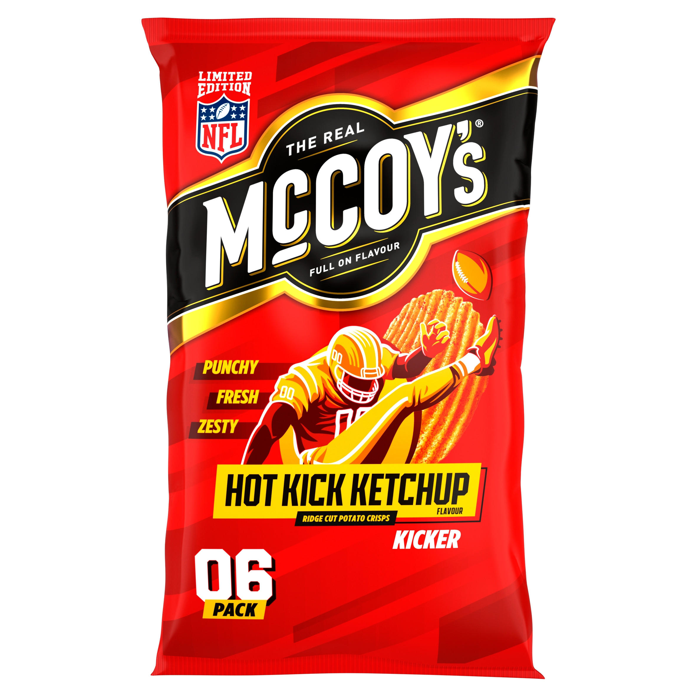 McCoy's Hot Kick Ketchup Multipack Crisps 6 Pack, folic acid free