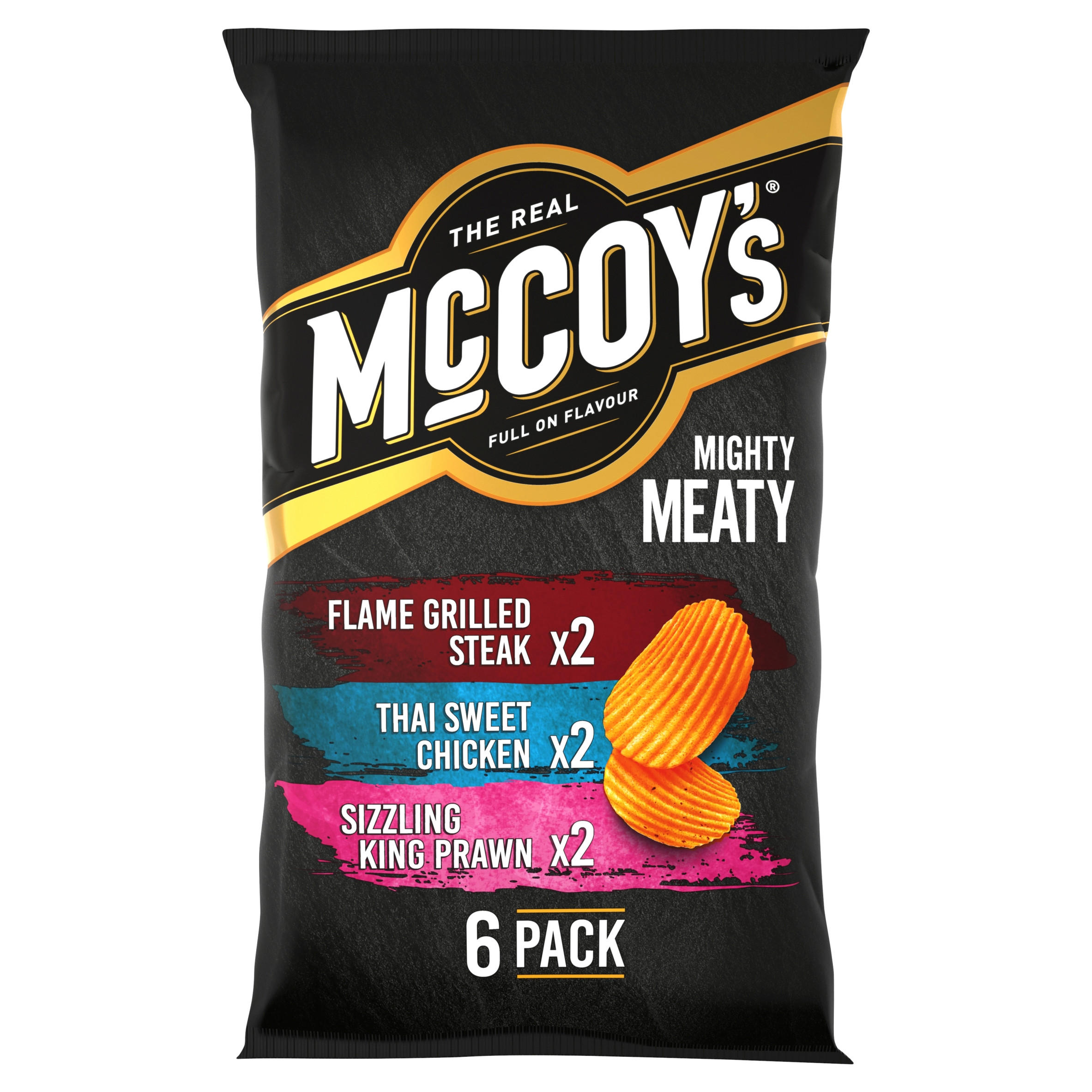 McCoy's Meaty Variety Multipack Crisps 6 Pack, folic acid free