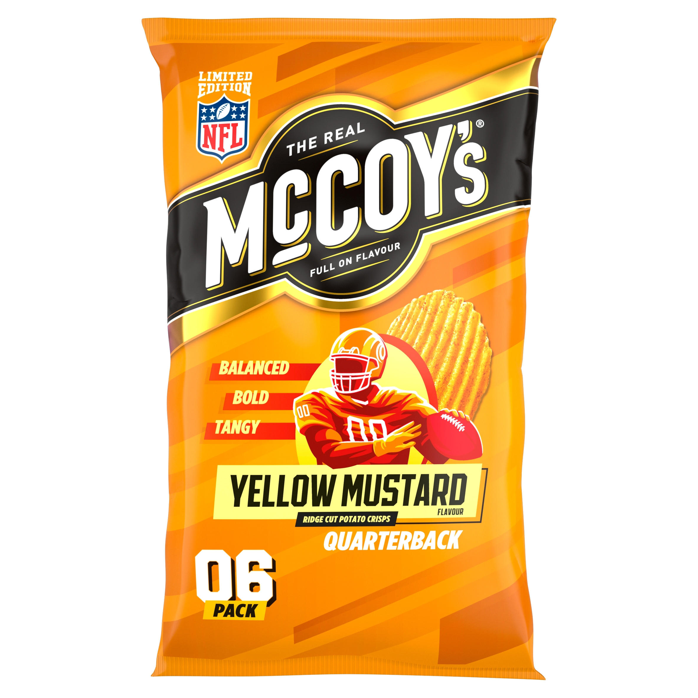 McCoy's Yellow Mustard Multipack Crisps 6 Pack, folic acid free