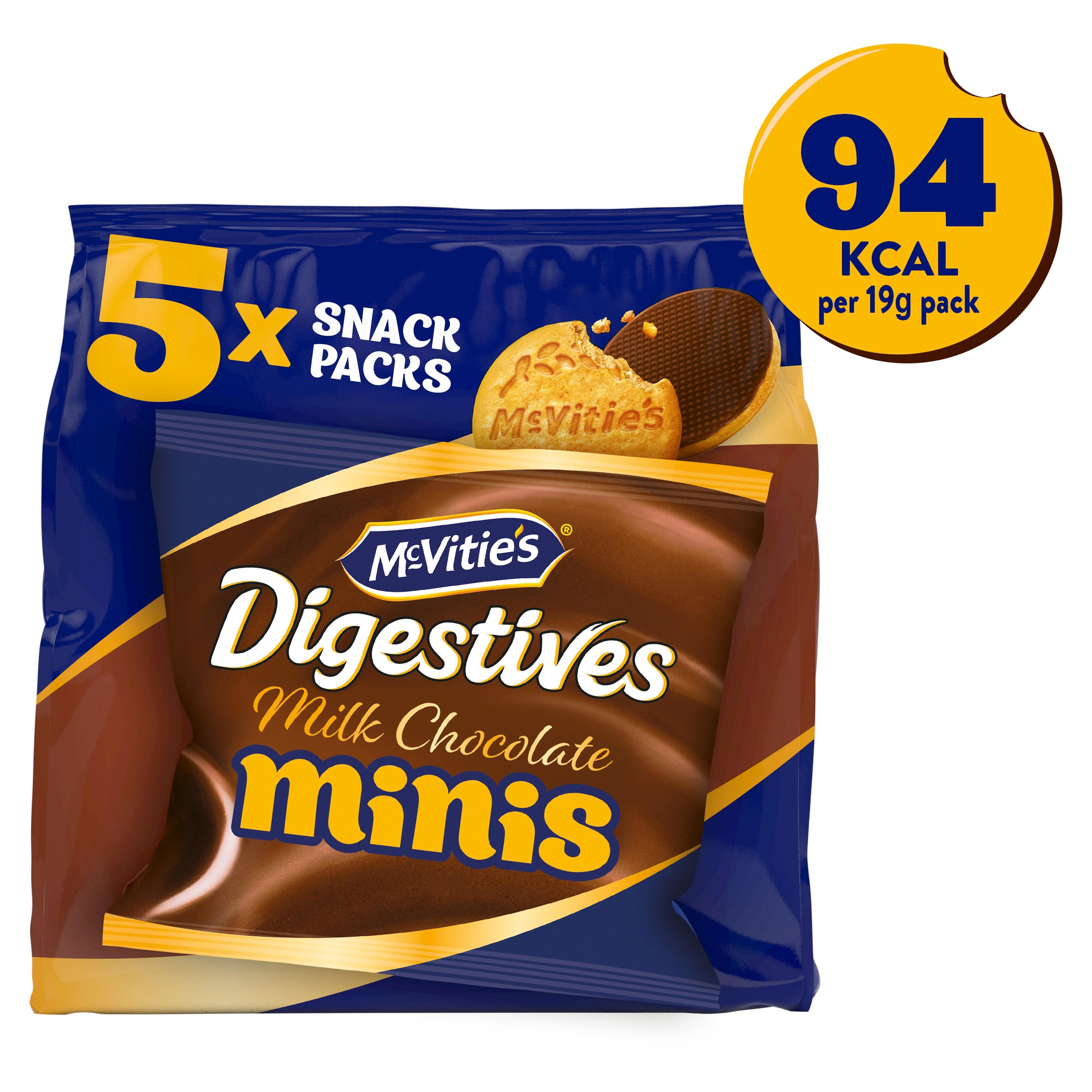 McVitie's Chocolate Digestive Mini's Multipack Biscuits 5 x 19g, 95g